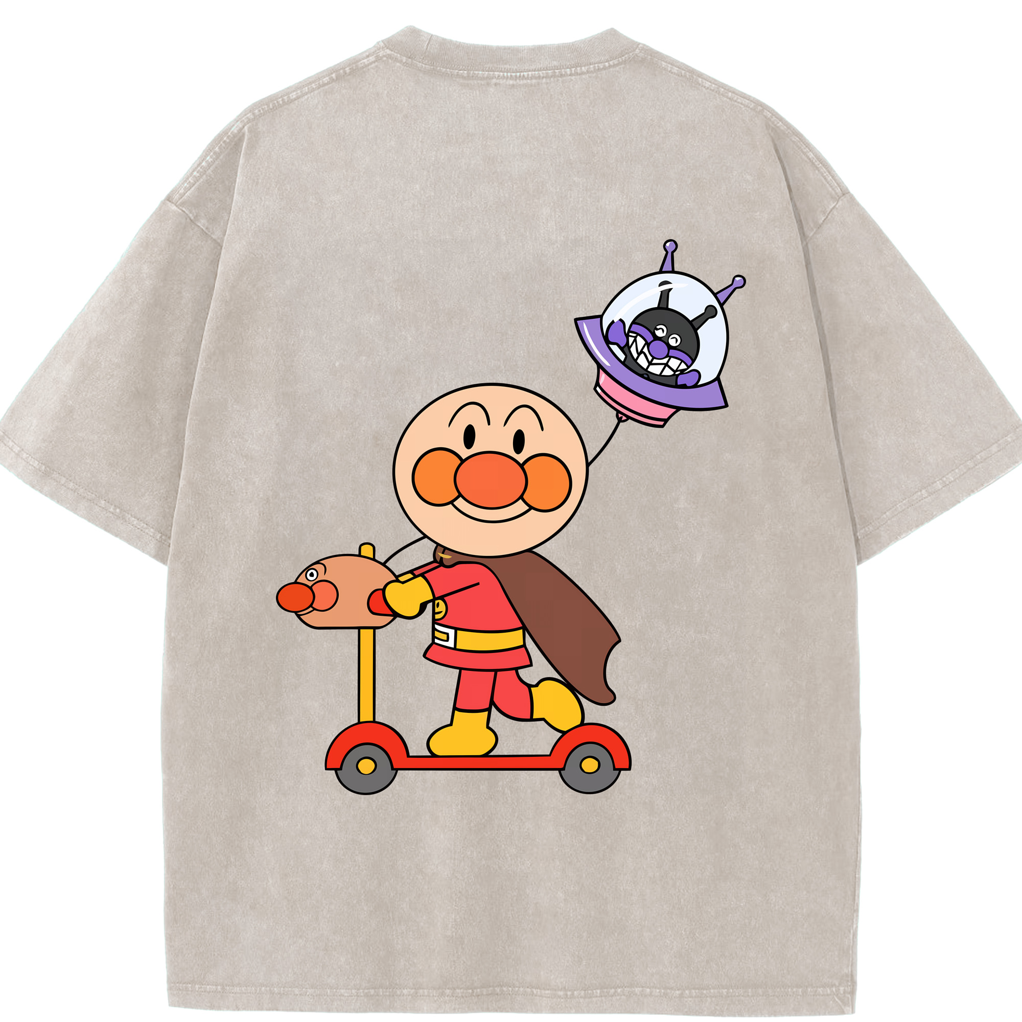 （画像用） アンパンマン Anpanman 綿100% ヴィンテージ風 半袖Tシャツ（背面プリント）