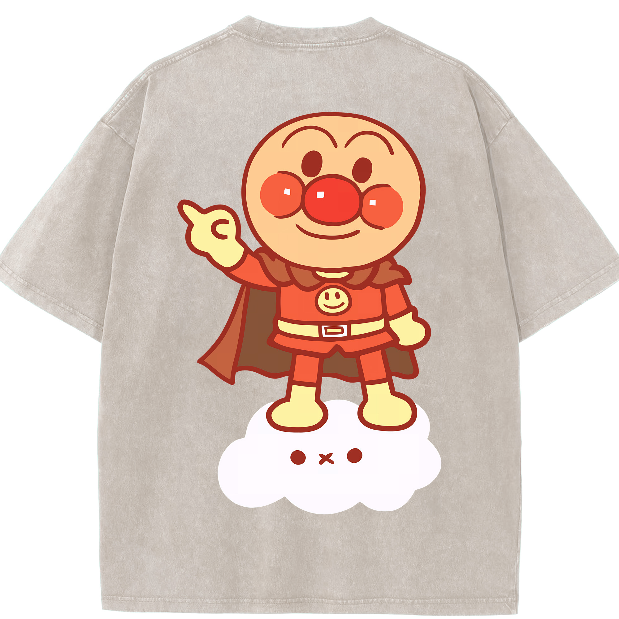 （画像用） アンパンマン Anpanman 綿100% ヴィンテージ風 半袖Tシャツ（背面プリント）