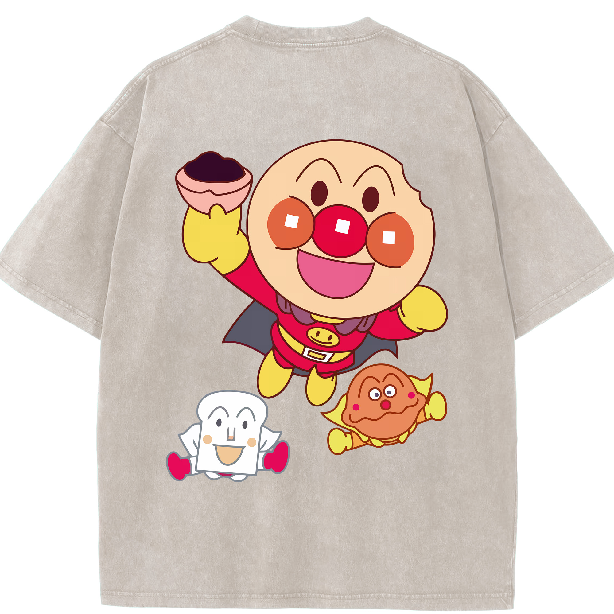 （画像用） アンパンマン Anpanman 綿100% ヴィンテージ風 半袖Tシャツ（背面プリント）
