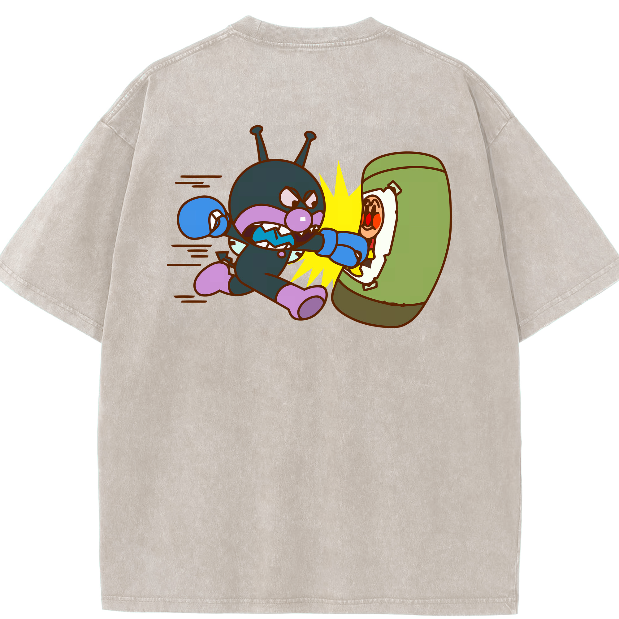 （画像用） アンパンマン Anpanman 綿100% ヴィンテージ風 半袖Tシャツ（背面プリント）