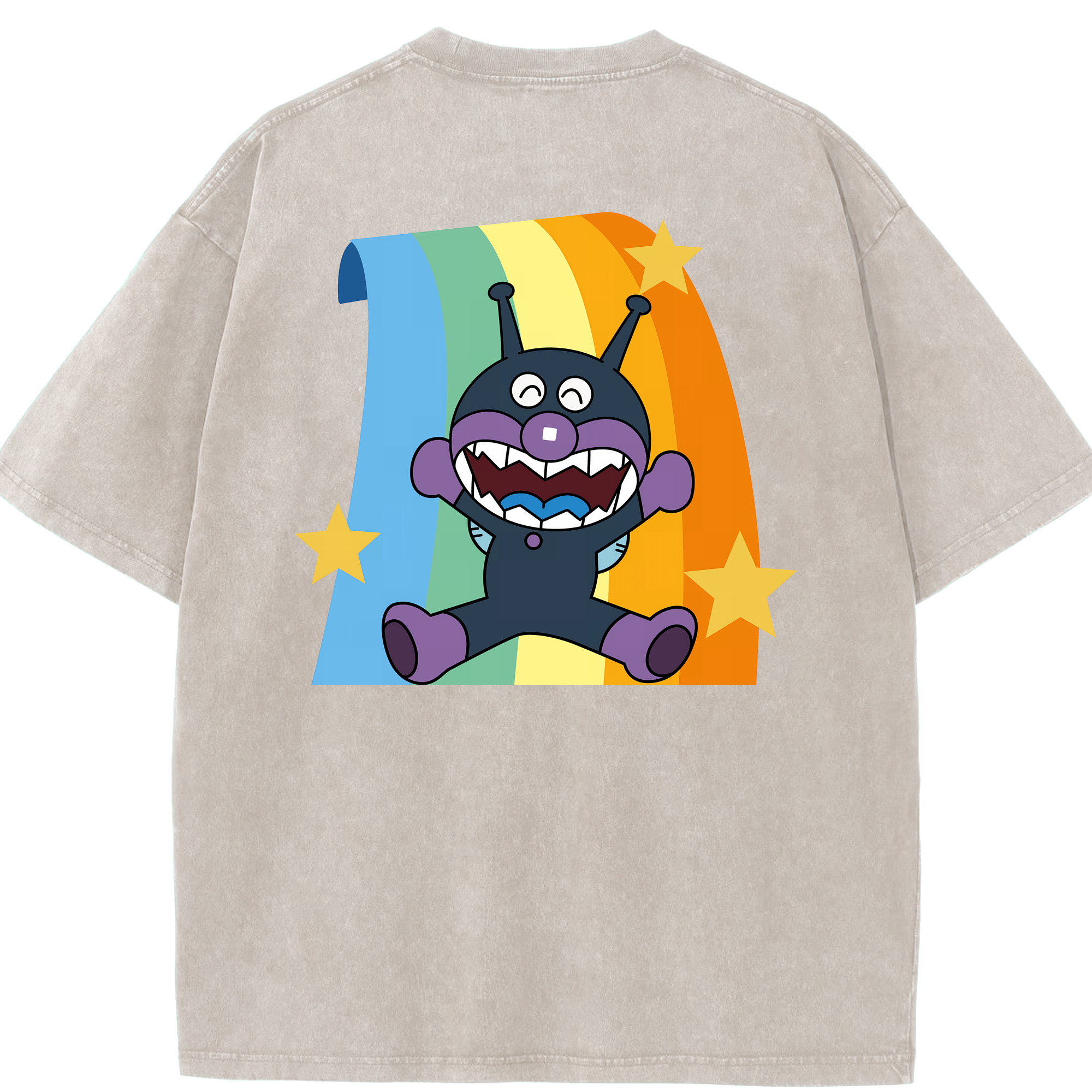 （画像用） アンパンマン Anpanman 綿100% ヴィンテージ風 半袖Tシャツ（背面プリント）
