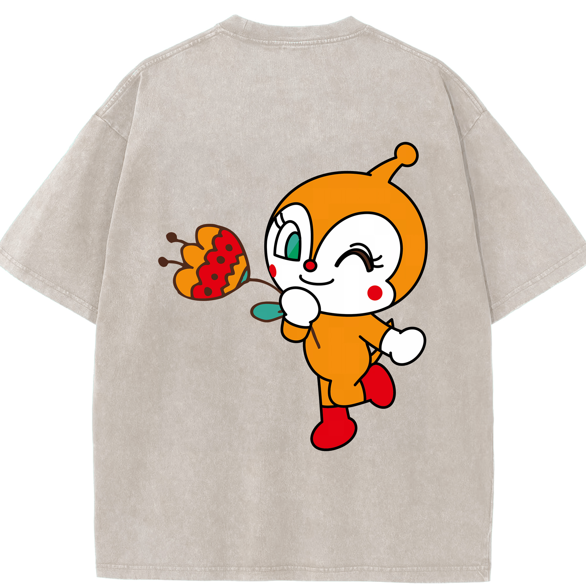 （画像用） アンパンマン Anpanman 綿100% ヴィンテージ風 半袖Tシャツ（背面プリント）
