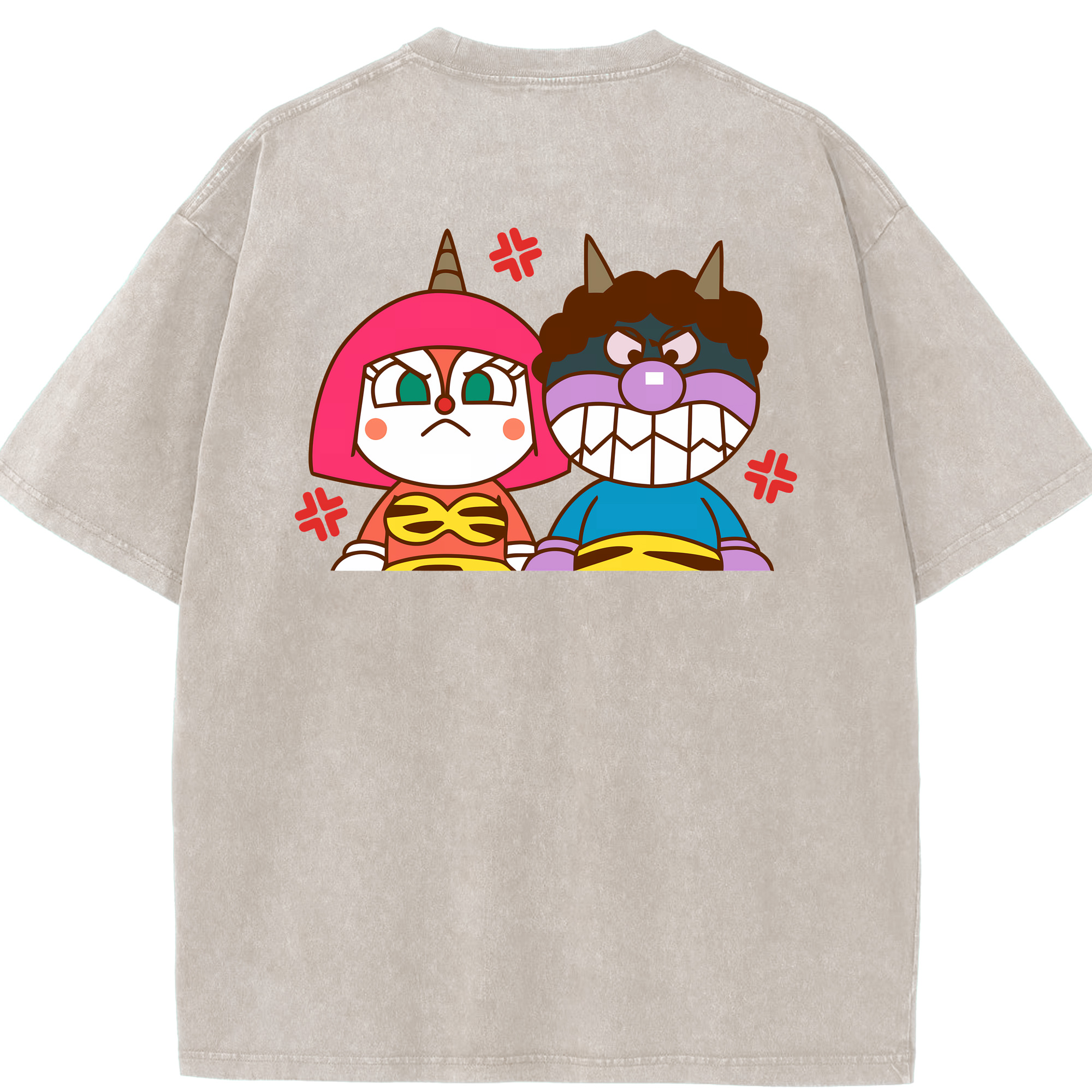 （画像用） アンパンマン Anpanman 綿100% ヴィンテージ風 半袖Tシャツ（背面プリント）