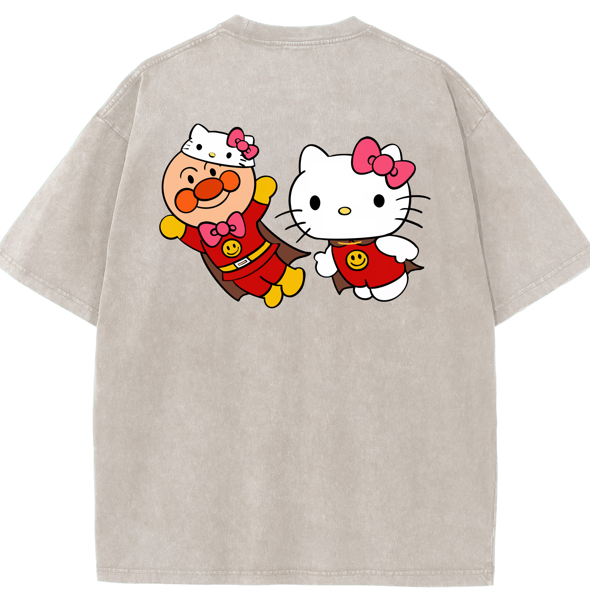 （画像用） アンパンマン Anpanman 綿100% ヴィンテージ風 半袖Tシャツ（背面プリント）