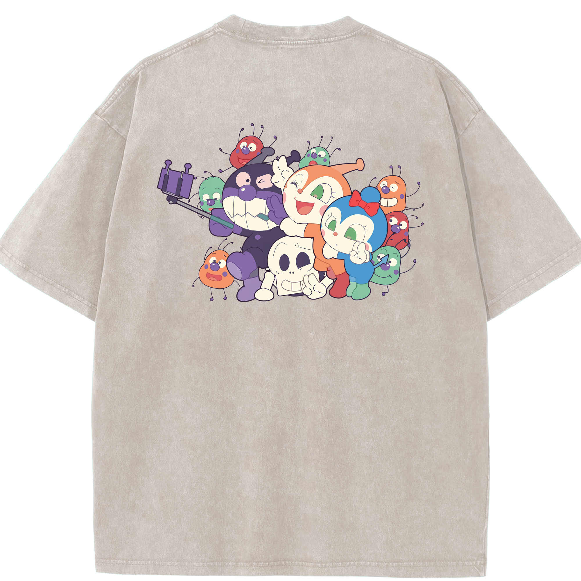 （画像用） アンパンマン Anpanman 綿100% ヴィンテージ風 半袖Tシャツ（背面プリント）