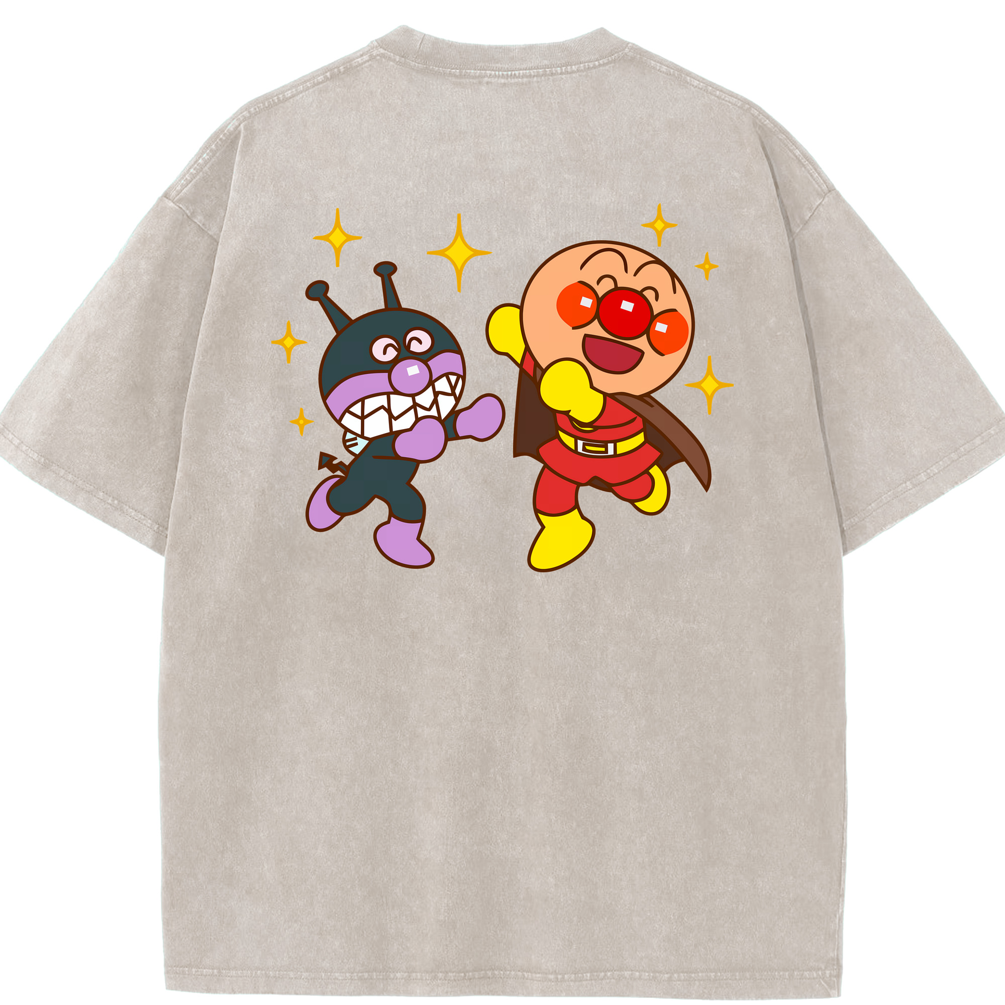 （画像用） アンパンマン Anpanman 綿100% ヴィンテージ風 半袖Tシャツ（背面プリント）