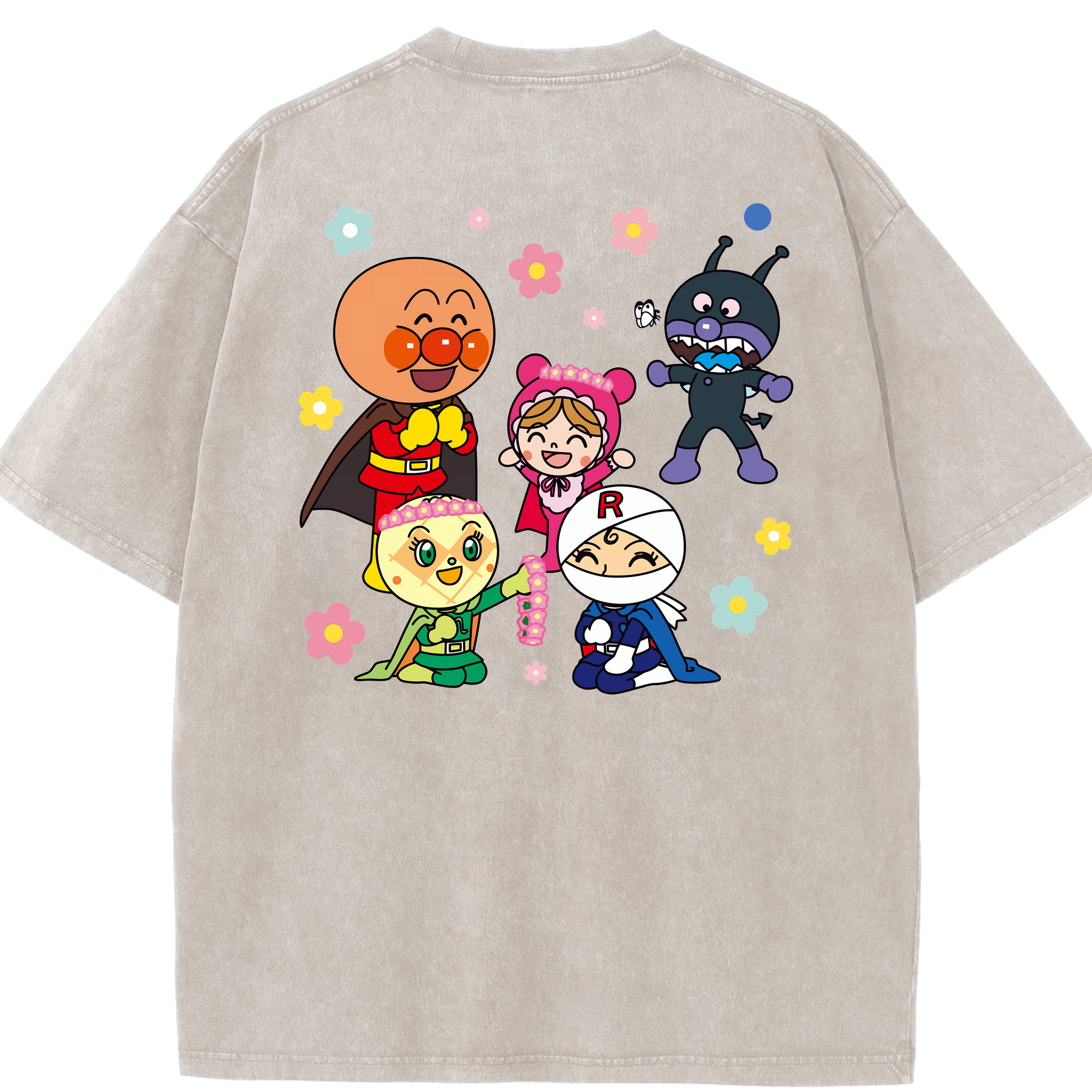 （画像用） アンパンマン Anpanman 綿100% ヴィンテージ風 半袖Tシャツ（背面プリント）