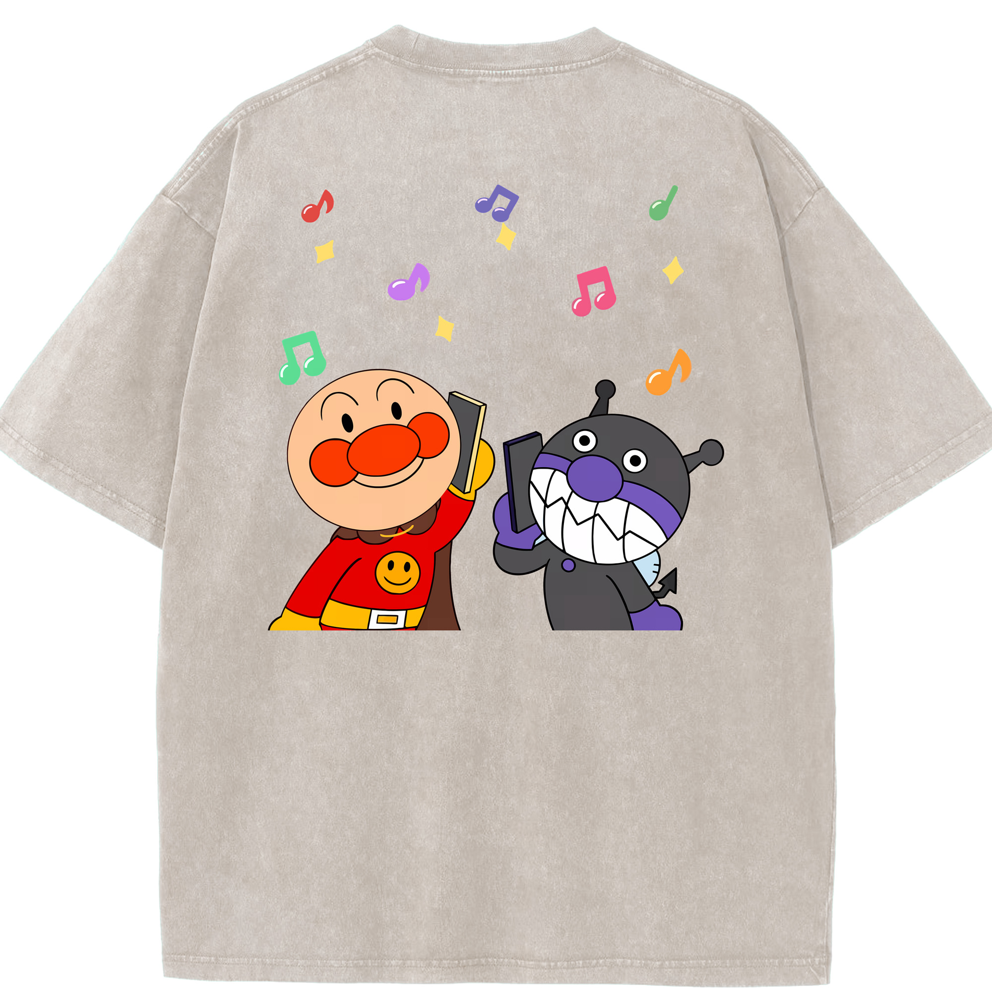 （画像用） アンパンマン Anpanman 綿100% ヴィンテージ風 半袖Tシャツ（背面プリント）