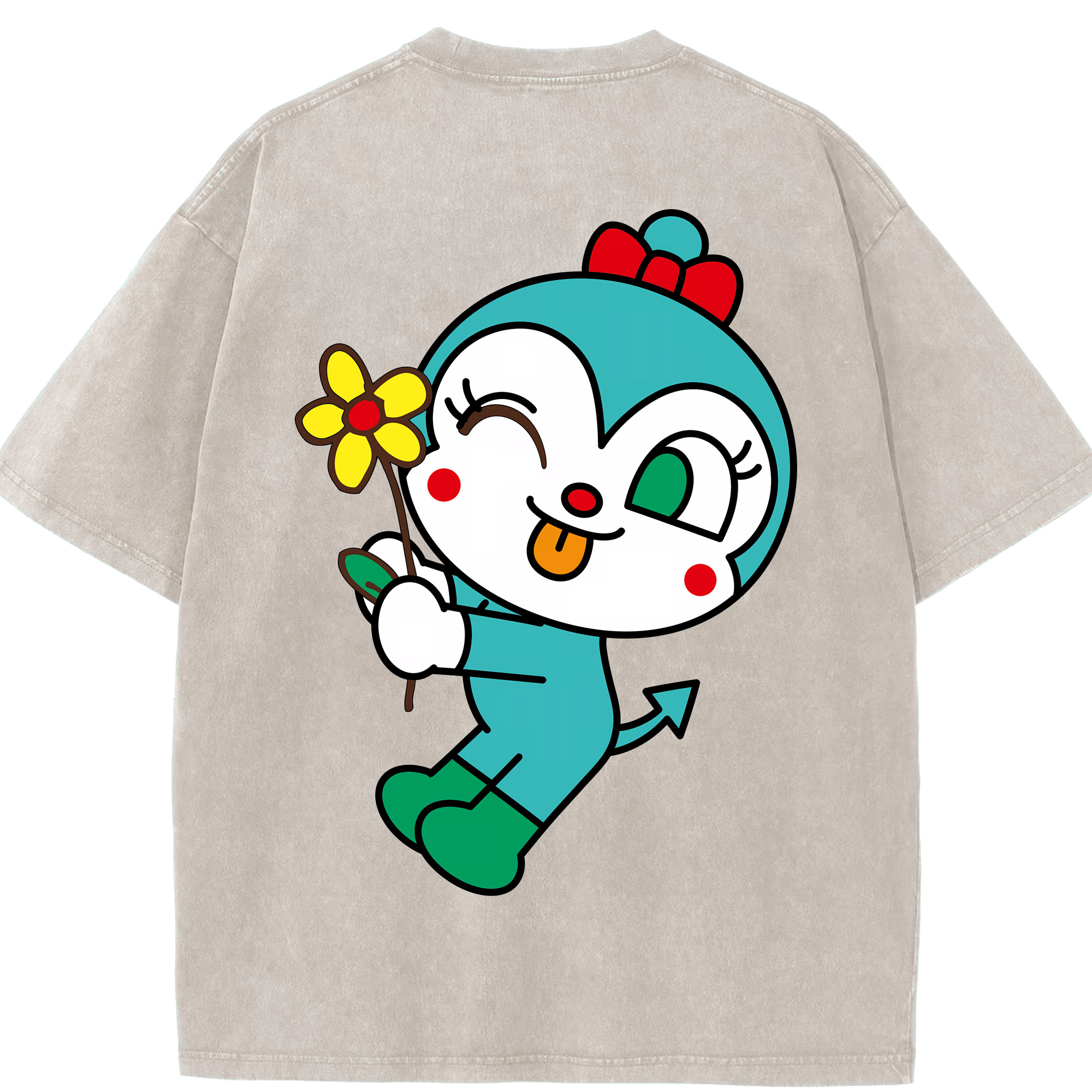 （画像用） アンパンマン Anpanman 綿100% ヴィンテージ風 半袖Tシャツ（背面プリント）