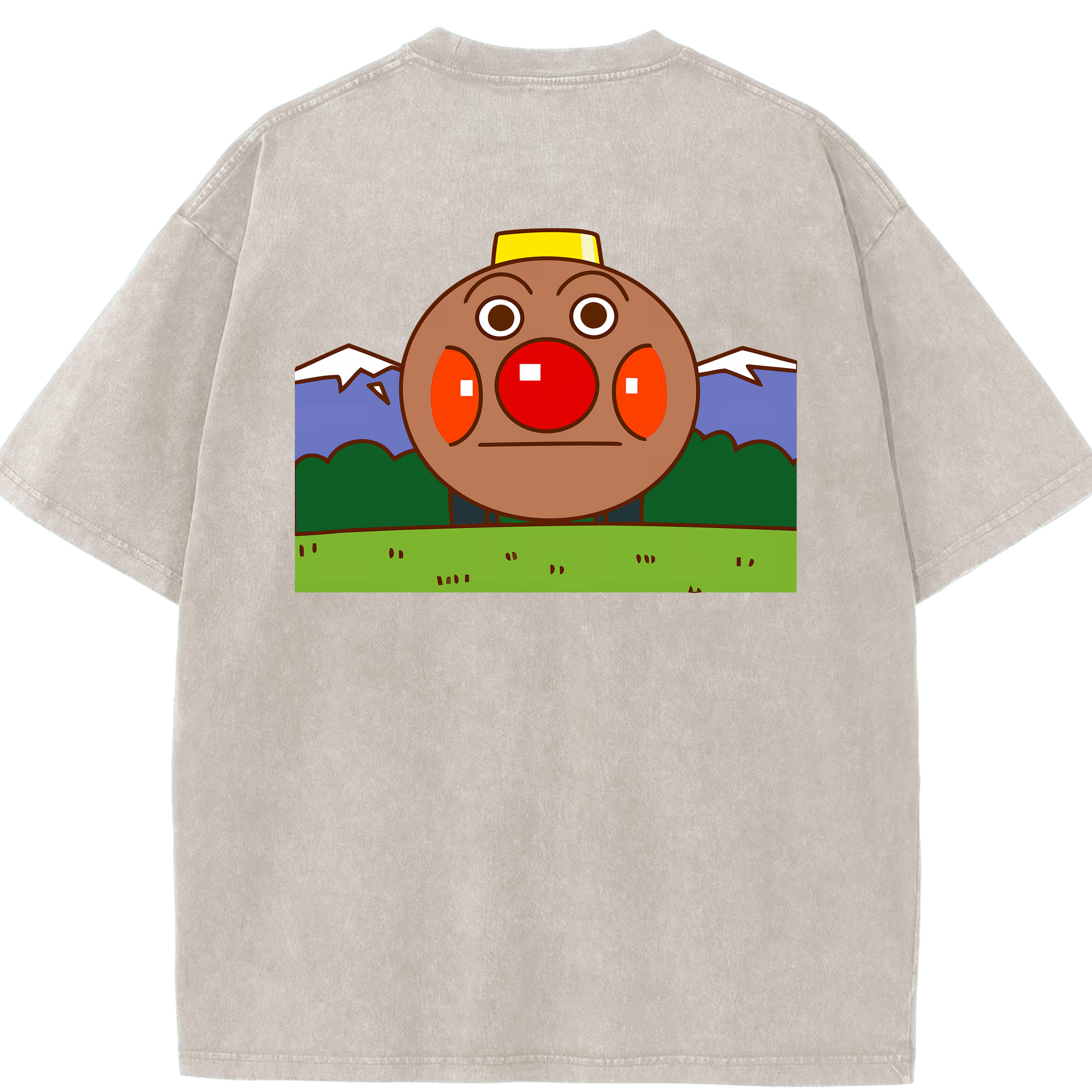 （画像用） アンパンマン Anpanman 綿100% ヴィンテージ風 半袖Tシャツ（背面プリント）