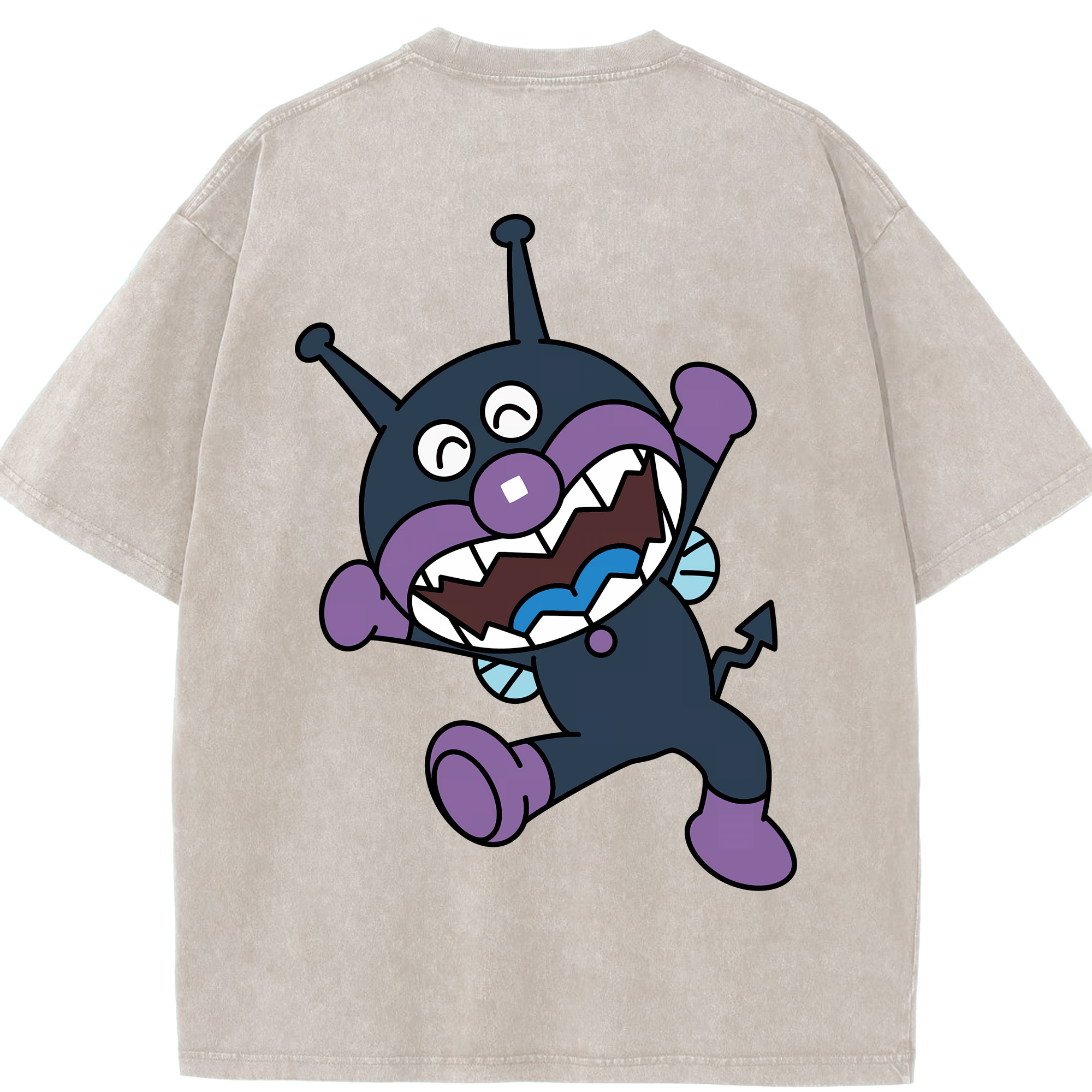 （画像用） アンパンマン Anpanman 綿100% ヴィンテージ風 半袖Tシャツ（背面プリント）