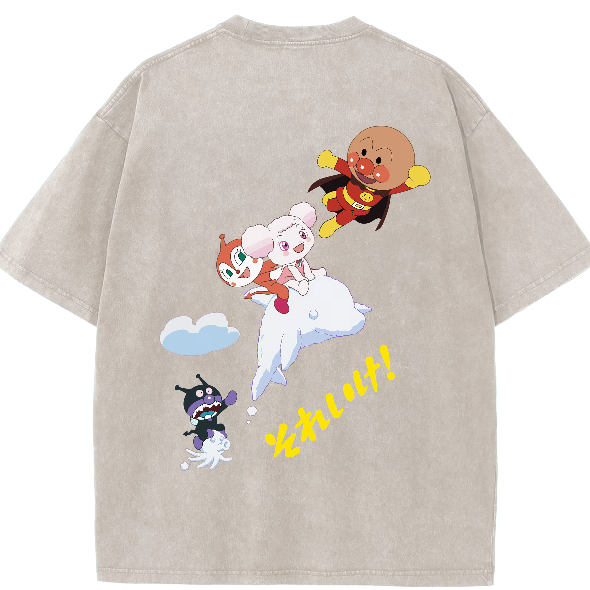 （画像用） アンパンマン Anpanman 綿100% ヴィンテージ風 半袖Tシャツ（背面プリント）