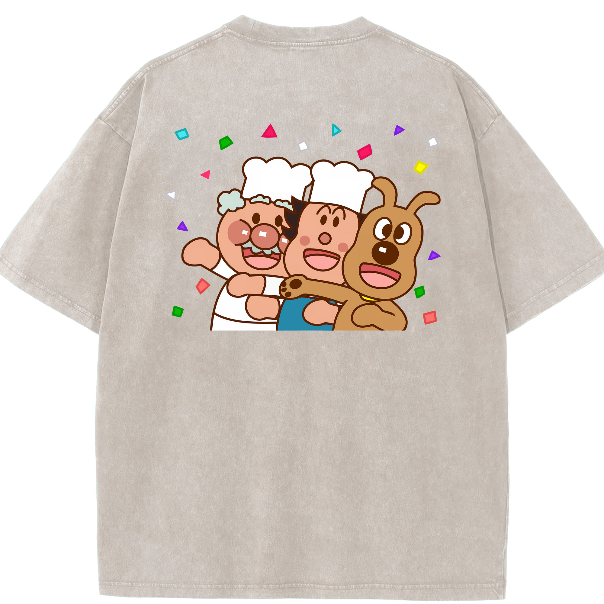 （画像用） アンパンマン Anpanman 綿100% ヴィンテージ風 半袖Tシャツ（背面プリント）