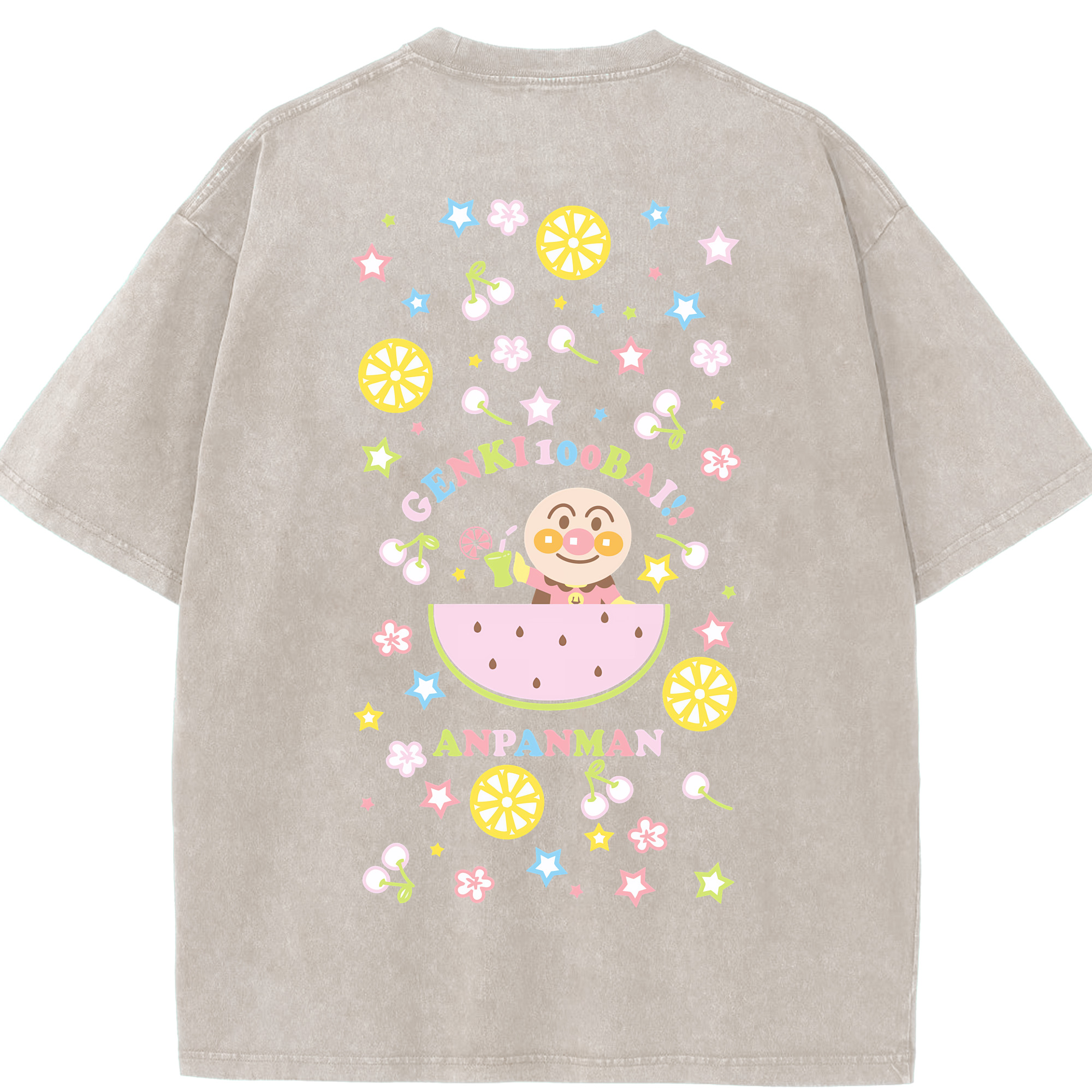 （画像用） アンパンマン Anpanman 綿100% ヴィンテージ風 半袖Tシャツ（背面プリント）