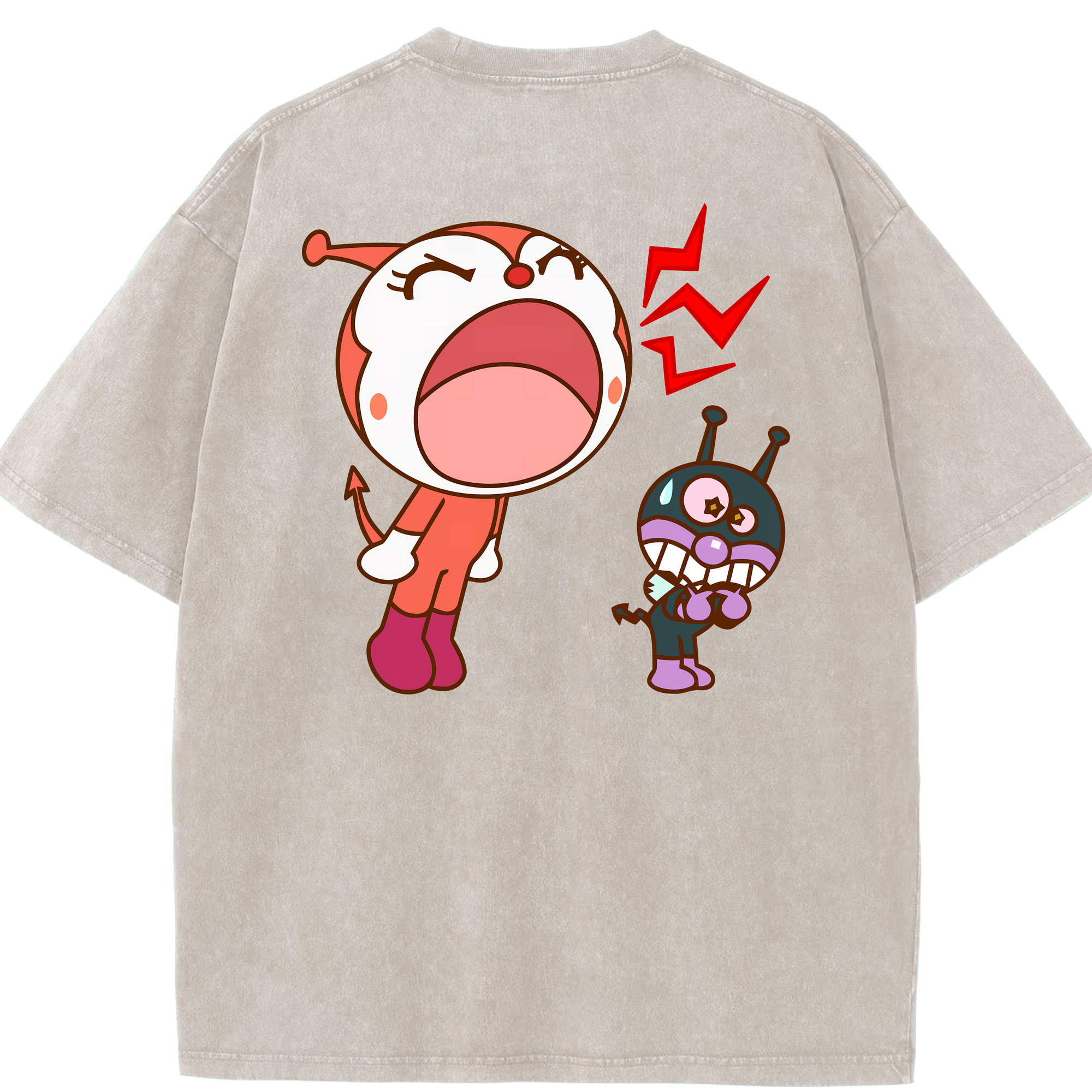 （画像用） アンパンマン Anpanman 綿100% ヴィンテージ風 半袖Tシャツ（背面プリント）