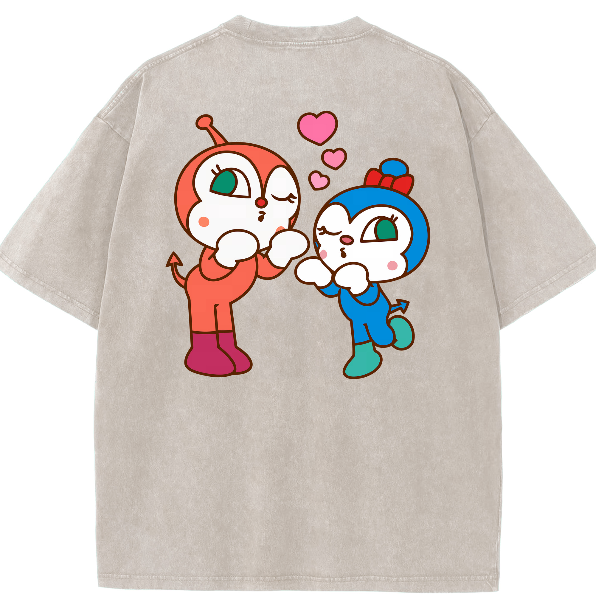 （画像用） アンパンマン Anpanman 綿100% ヴィンテージ風 半袖Tシャツ（背面プリント）