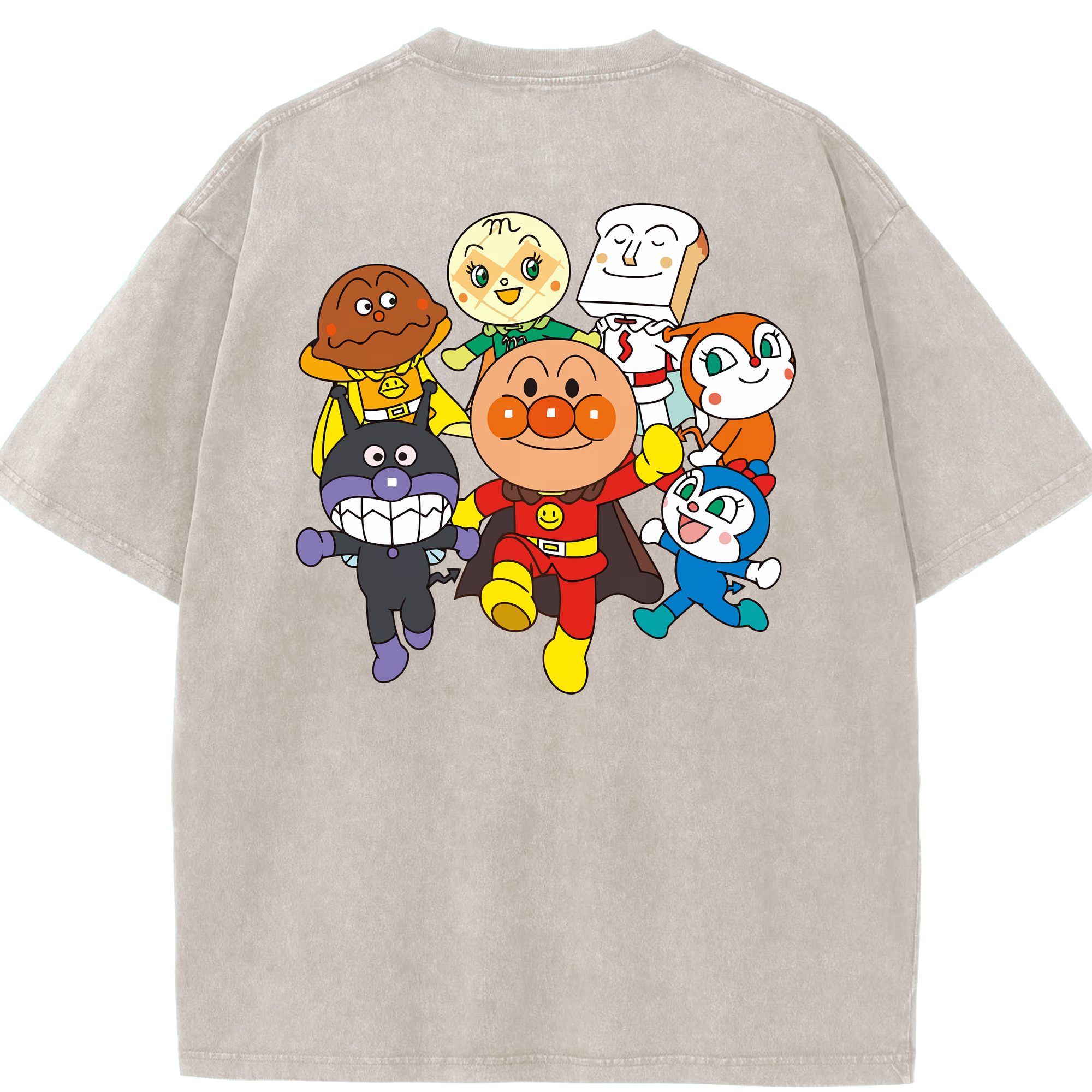 （画像用） アンパンマン Anpanman 綿100% ヴィンテージ風 半袖Tシャツ（背面プリント）