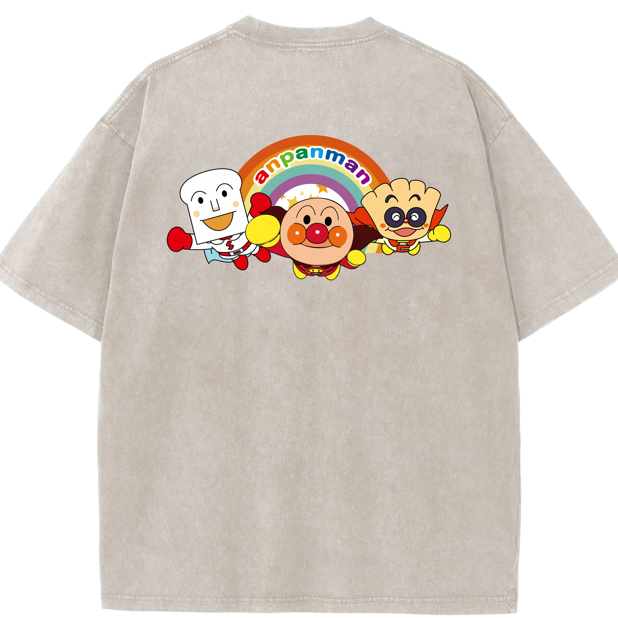 （画像用） アンパンマン Anpanman 綿100% ヴィンテージ風 半袖Tシャツ（背面プリント）