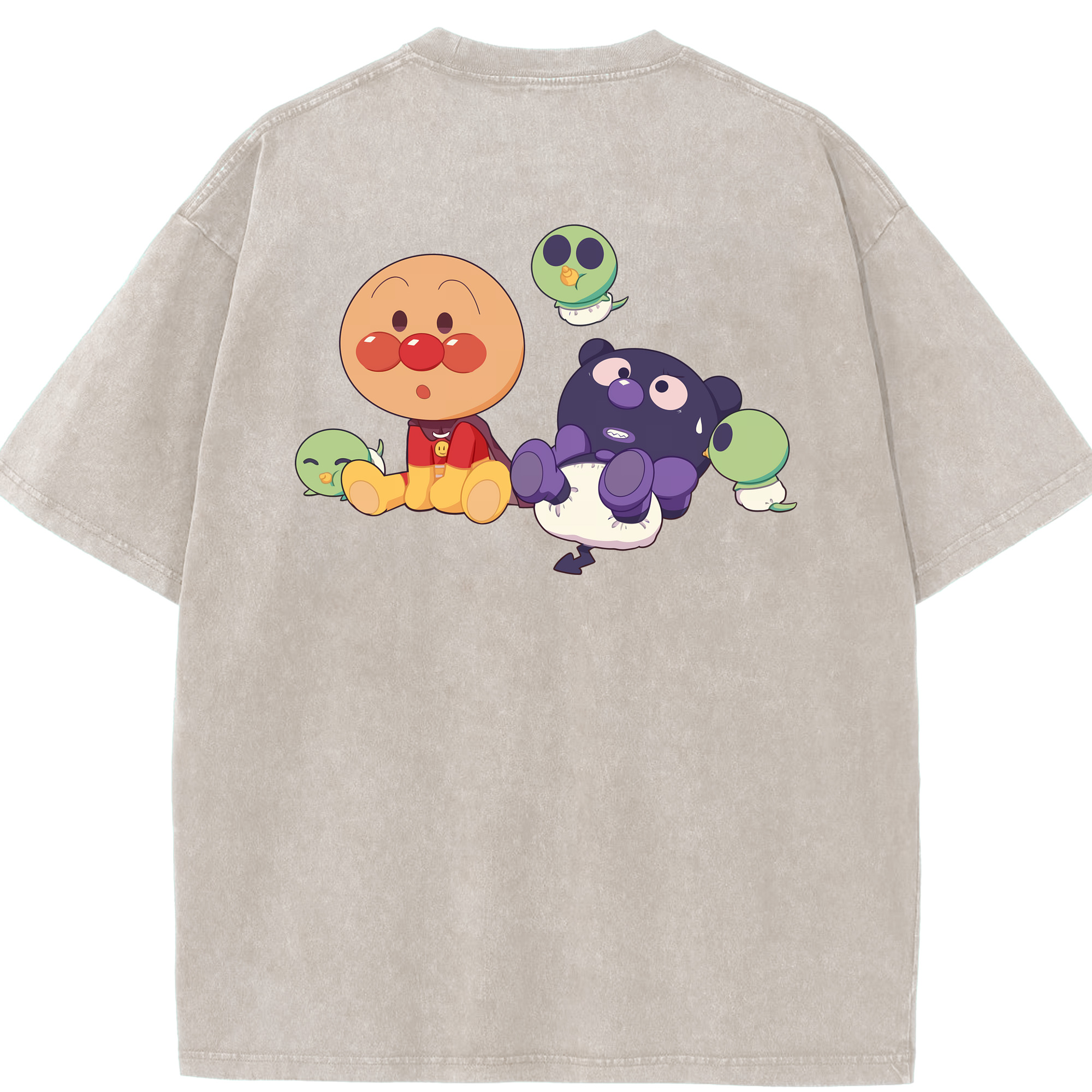 （画像用） アンパンマン Anpanman 綿100% ヴィンテージ風 半袖Tシャツ（背面プリント）