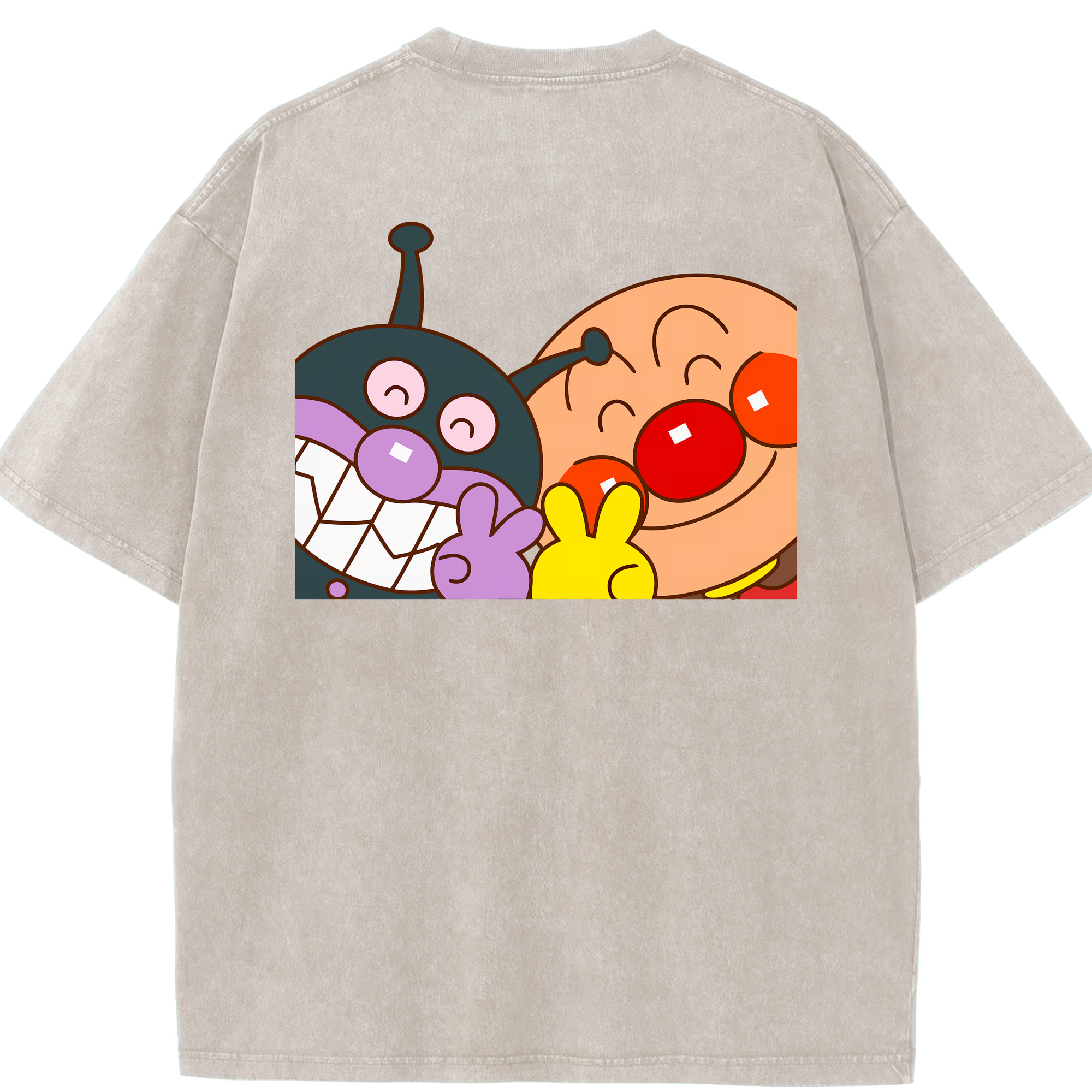 （画像用） アンパンマン Anpanman 綿100% ヴィンテージ風 半袖Tシャツ（背面プリント）