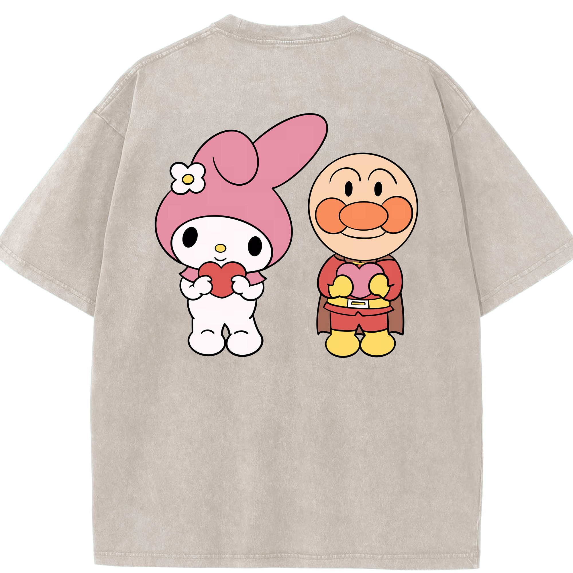（画像用） アンパンマン Anpanman 綿100% ヴィンテージ風 半袖Tシャツ（背面プリント）