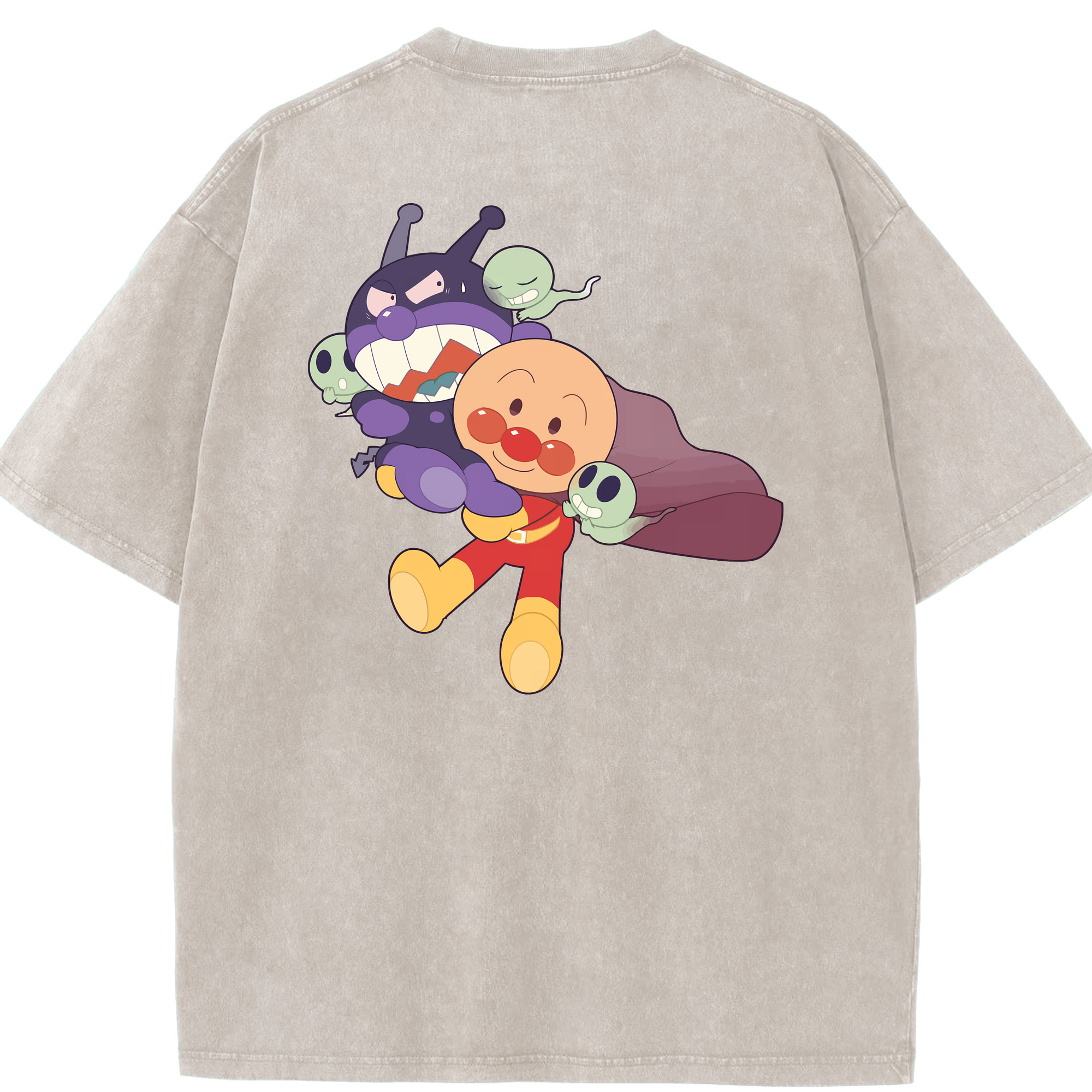 （画像用） アンパンマン Anpanman 綿100% ヴィンテージ風 半袖Tシャツ（背面プリント）