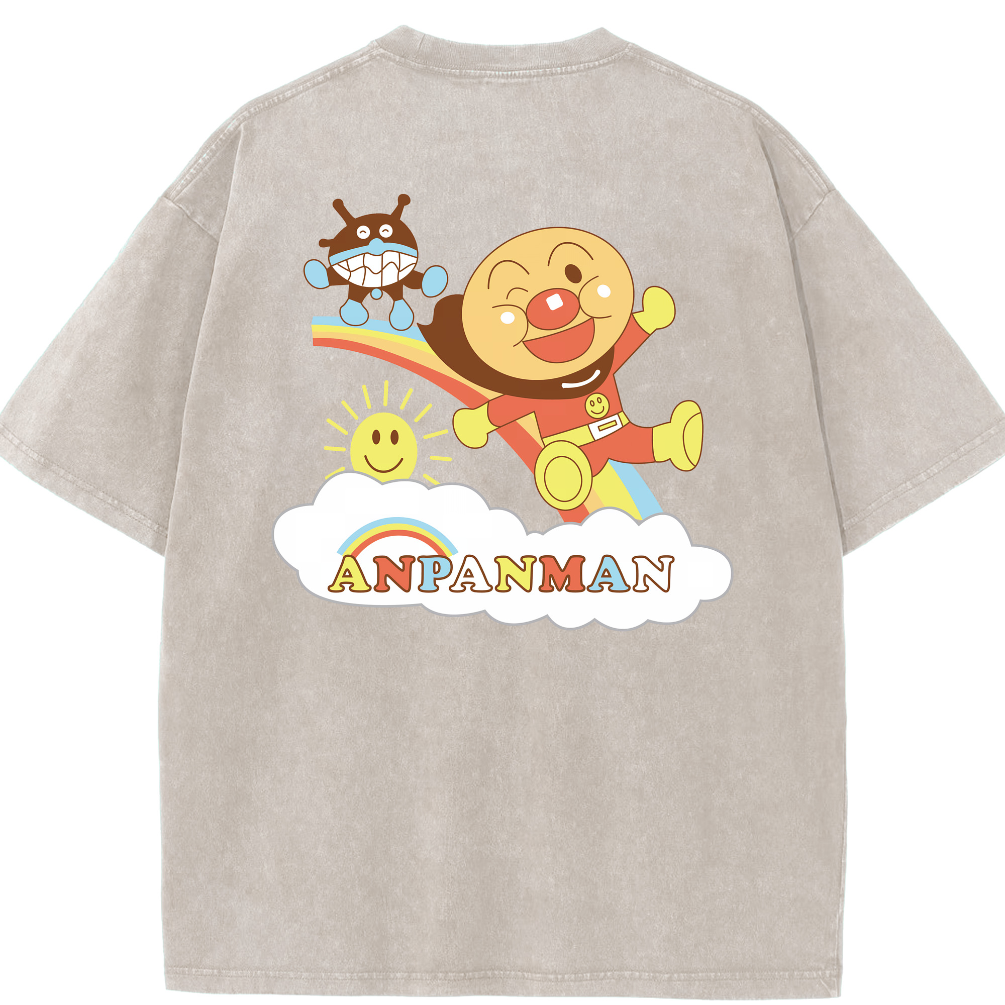 （画像用） アンパンマン Anpanman 綿100% ヴィンテージ風 半袖Tシャツ（背面プリント）
