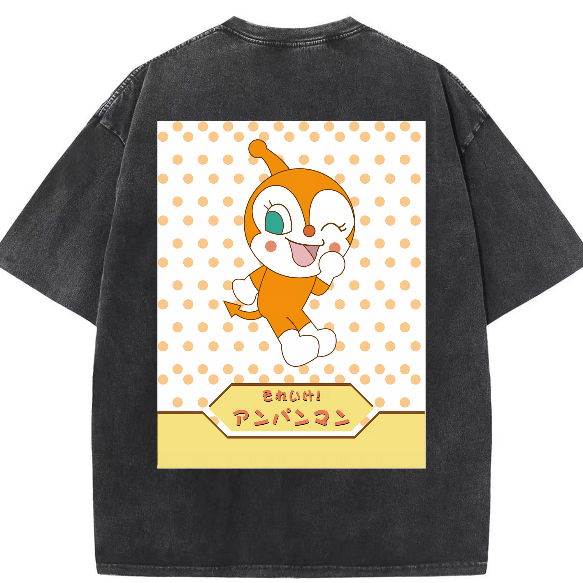 （画像用） アンパンマン Anpanman 綿100% ヴィンテージ風 半袖Tシャツ（背面プリント）