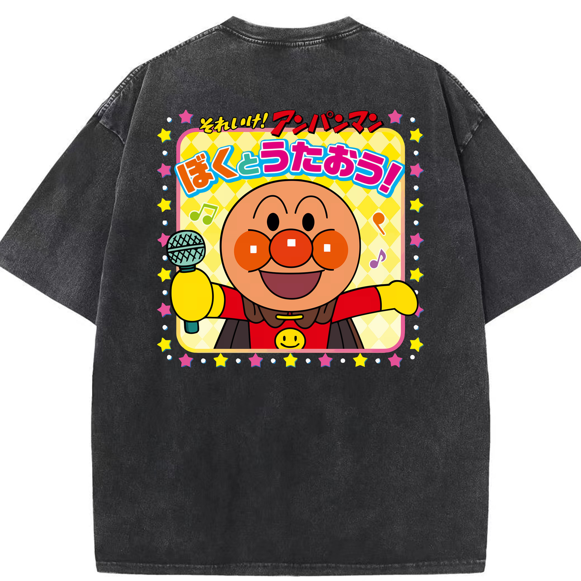 （画像用） アンパンマン Anpanman 綿100% ヴィンテージ風 半袖Tシャツ（背面プリント）