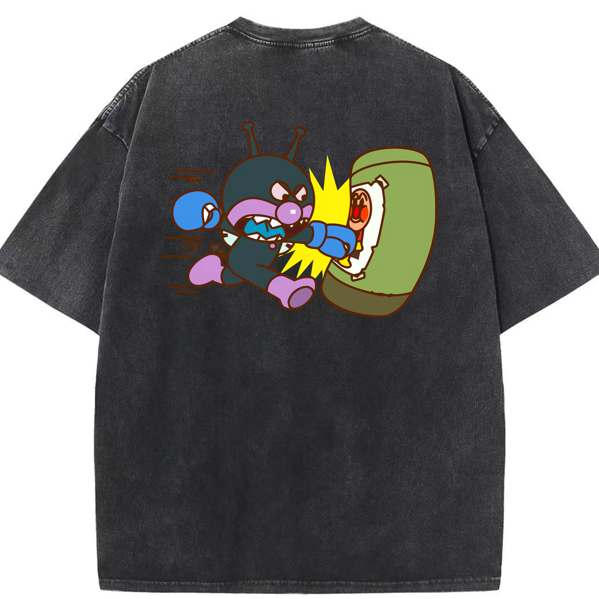 （画像用） アンパンマン Anpanman 綿100% ヴィンテージ風 半袖Tシャツ（背面プリント）