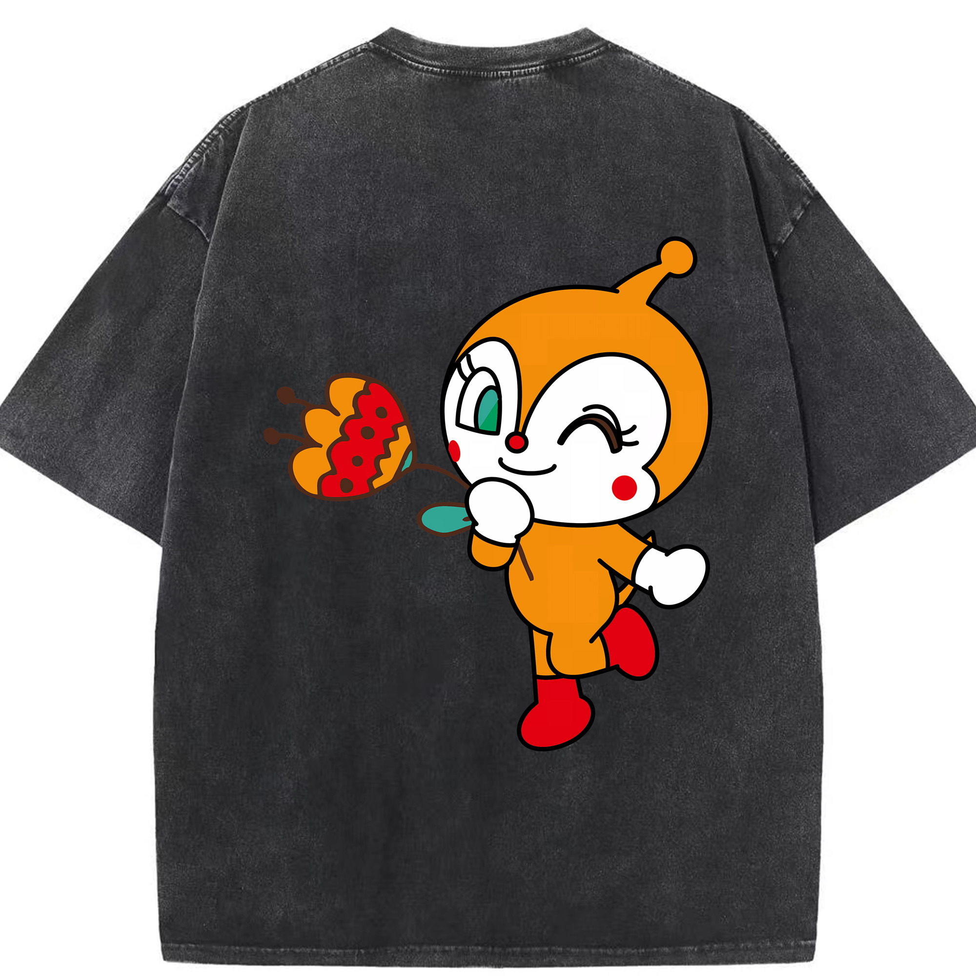 （画像用） アンパンマン Anpanman 綿100% ヴィンテージ風 半袖Tシャツ（背面プリント）