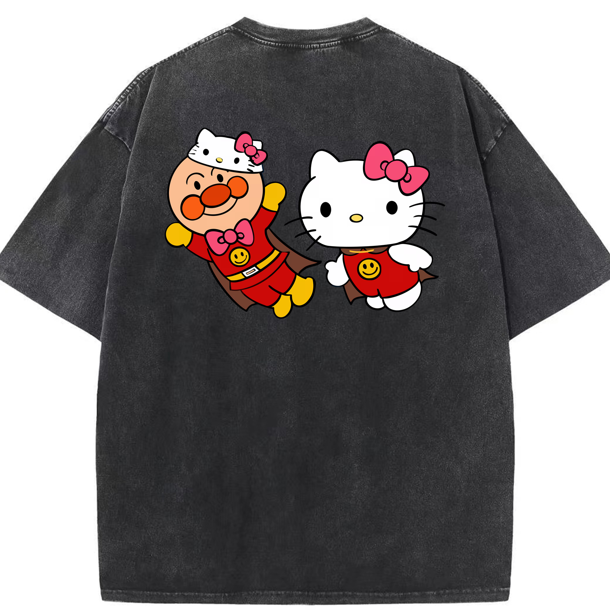 （画像用） アンパンマン Anpanman 綿100% ヴィンテージ風 半袖Tシャツ（背面プリント）