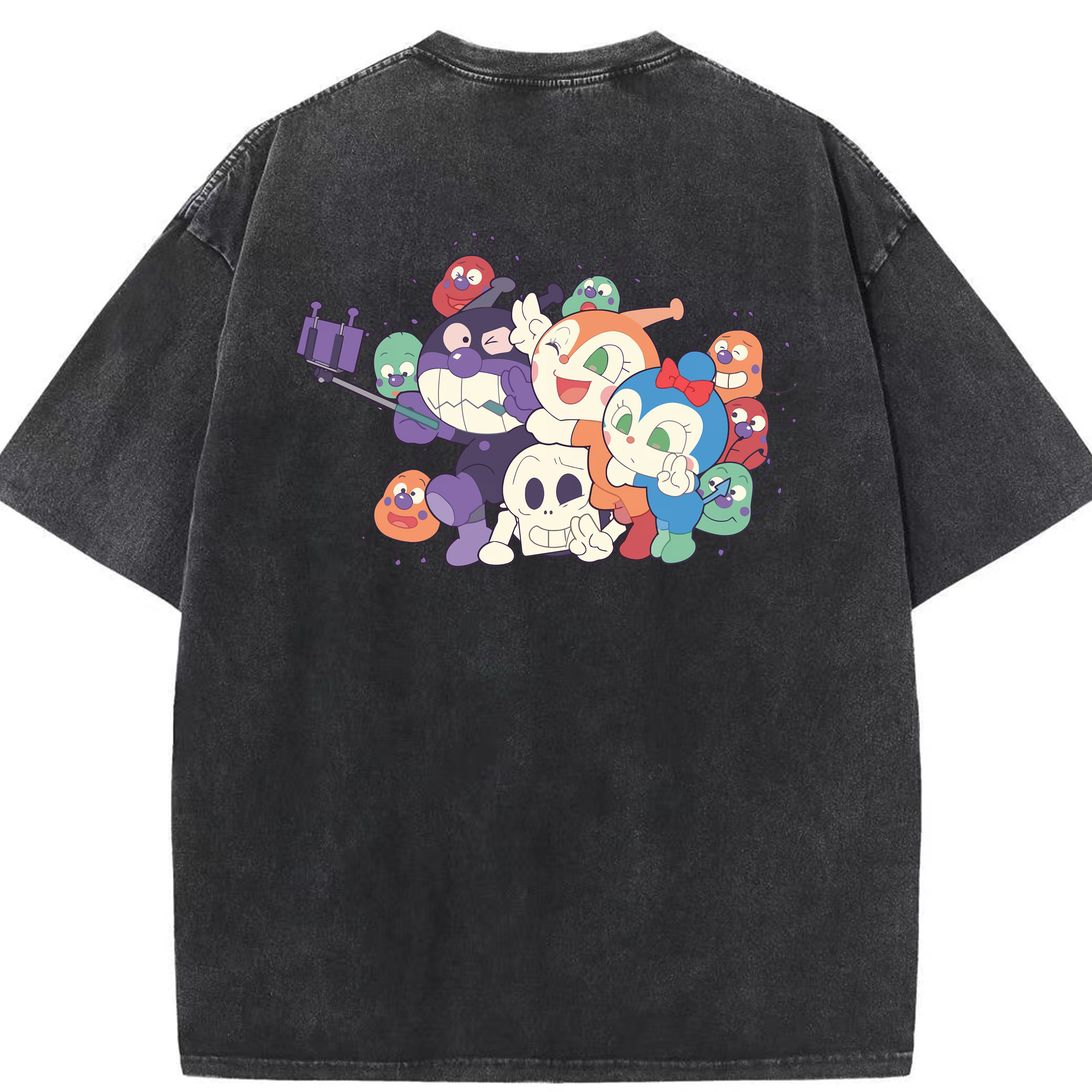 （画像用） アンパンマン Anpanman 綿100% ヴィンテージ風 半袖Tシャツ（背面プリント）