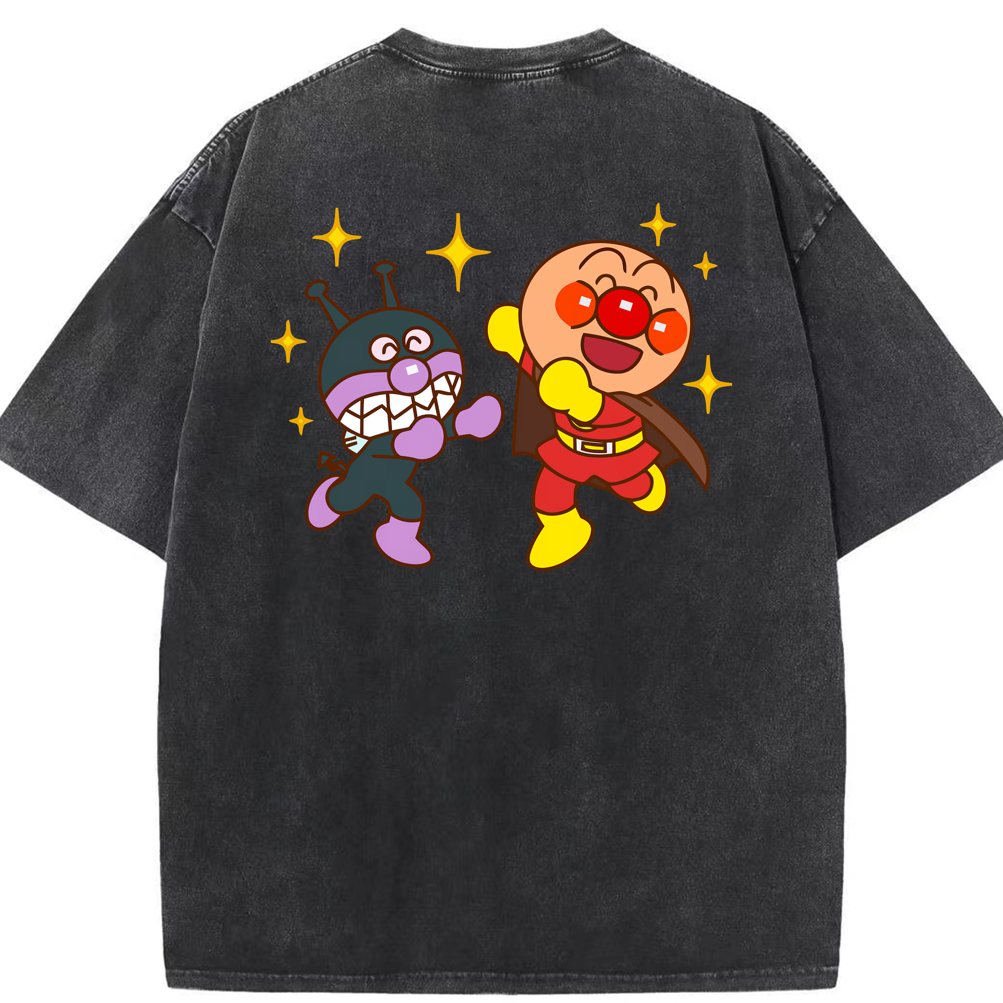 （画像用） アンパンマン Anpanman 綿100% ヴィンテージ風 半袖Tシャツ（背面プリント）