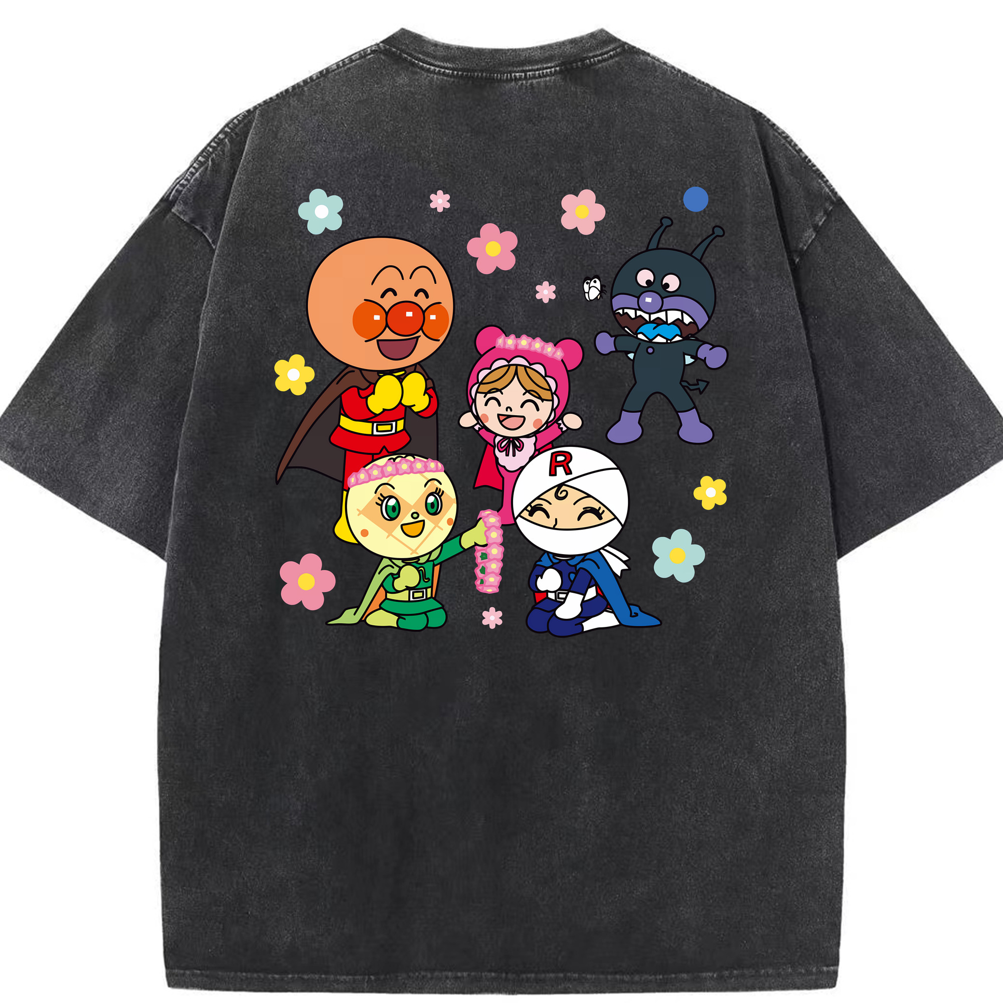 （画像用） アンパンマン Anpanman 綿100% ヴィンテージ風 半袖Tシャツ（背面プリント）