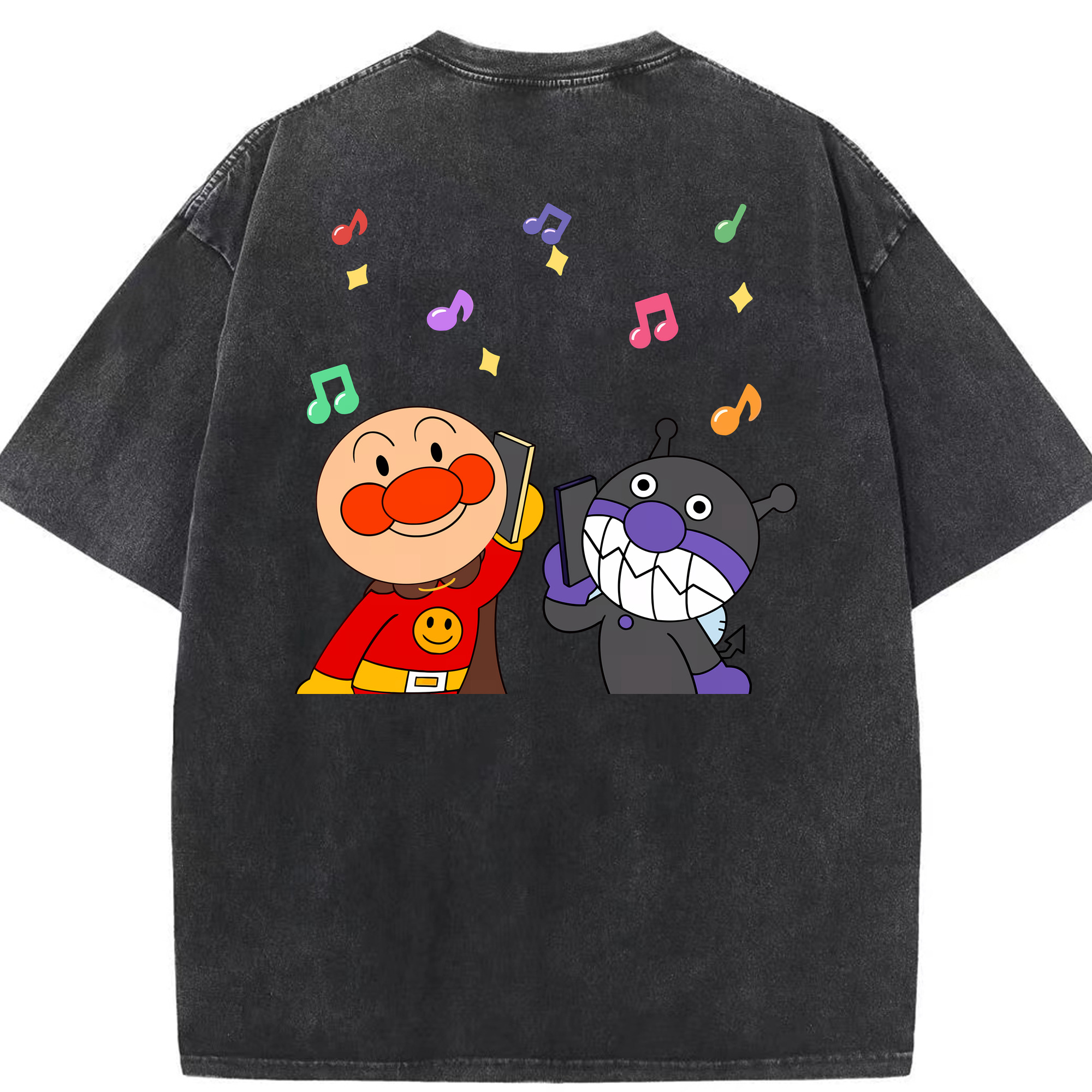 （画像用） アンパンマン Anpanman 綿100% ヴィンテージ風 半袖Tシャツ（背面プリント）