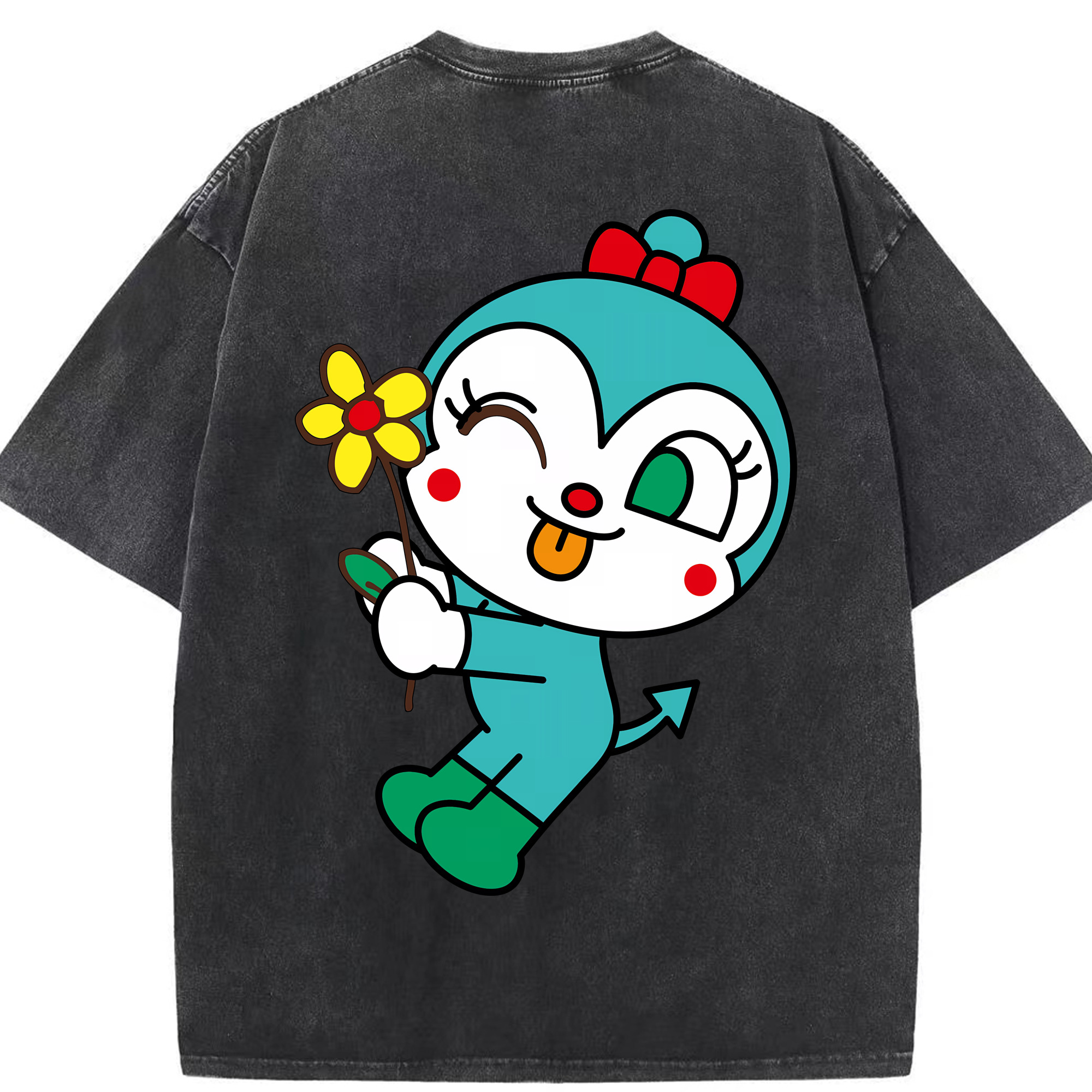 （画像用） アンパンマン Anpanman 綿100% ヴィンテージ風 半袖Tシャツ（背面プリント）