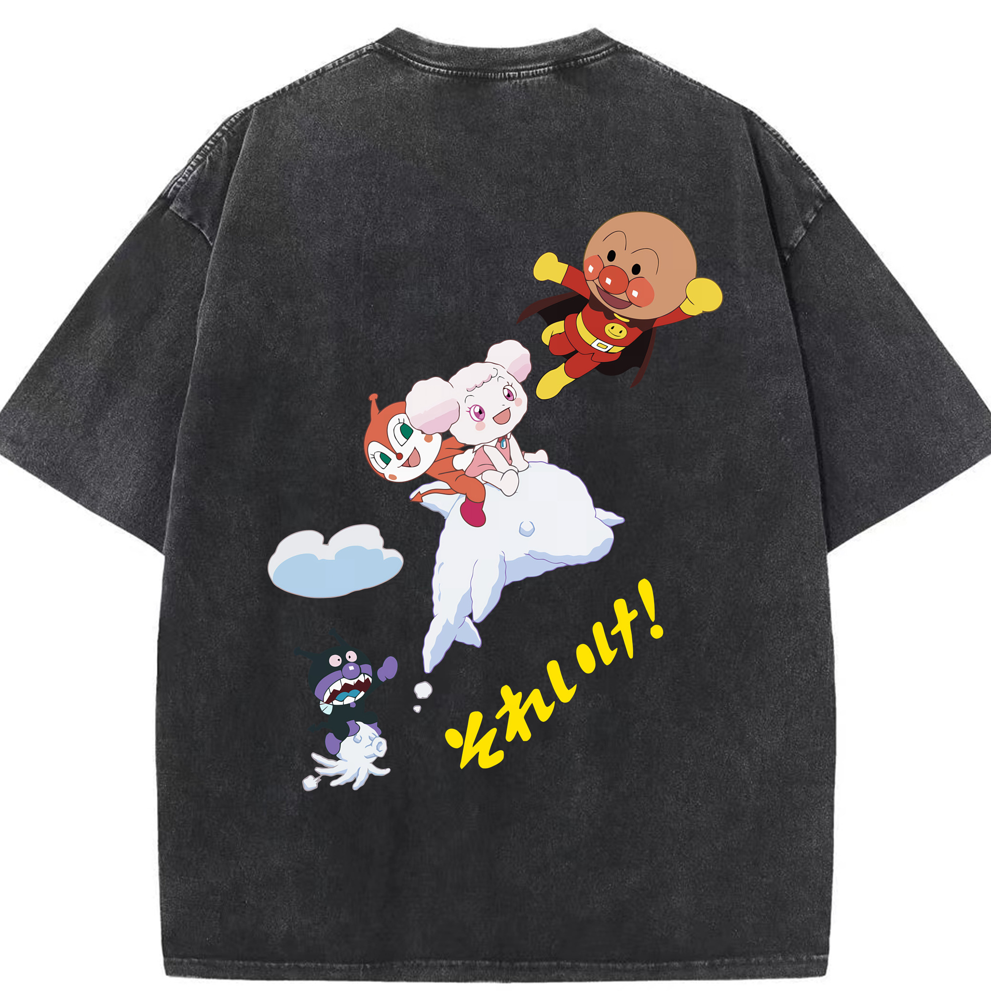 （画像用） アンパンマン Anpanman 綿100% ヴィンテージ風 半袖Tシャツ（背面プリント）