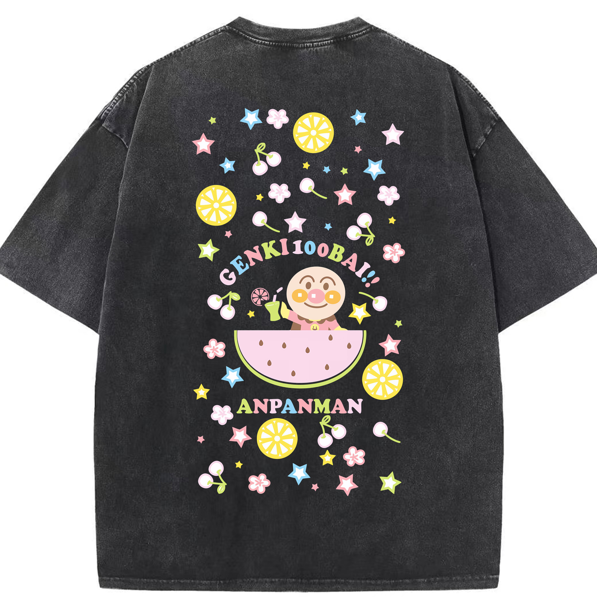 （画像用） アンパンマン Anpanman 綿100% ヴィンテージ風 半袖Tシャツ（背面プリント）
