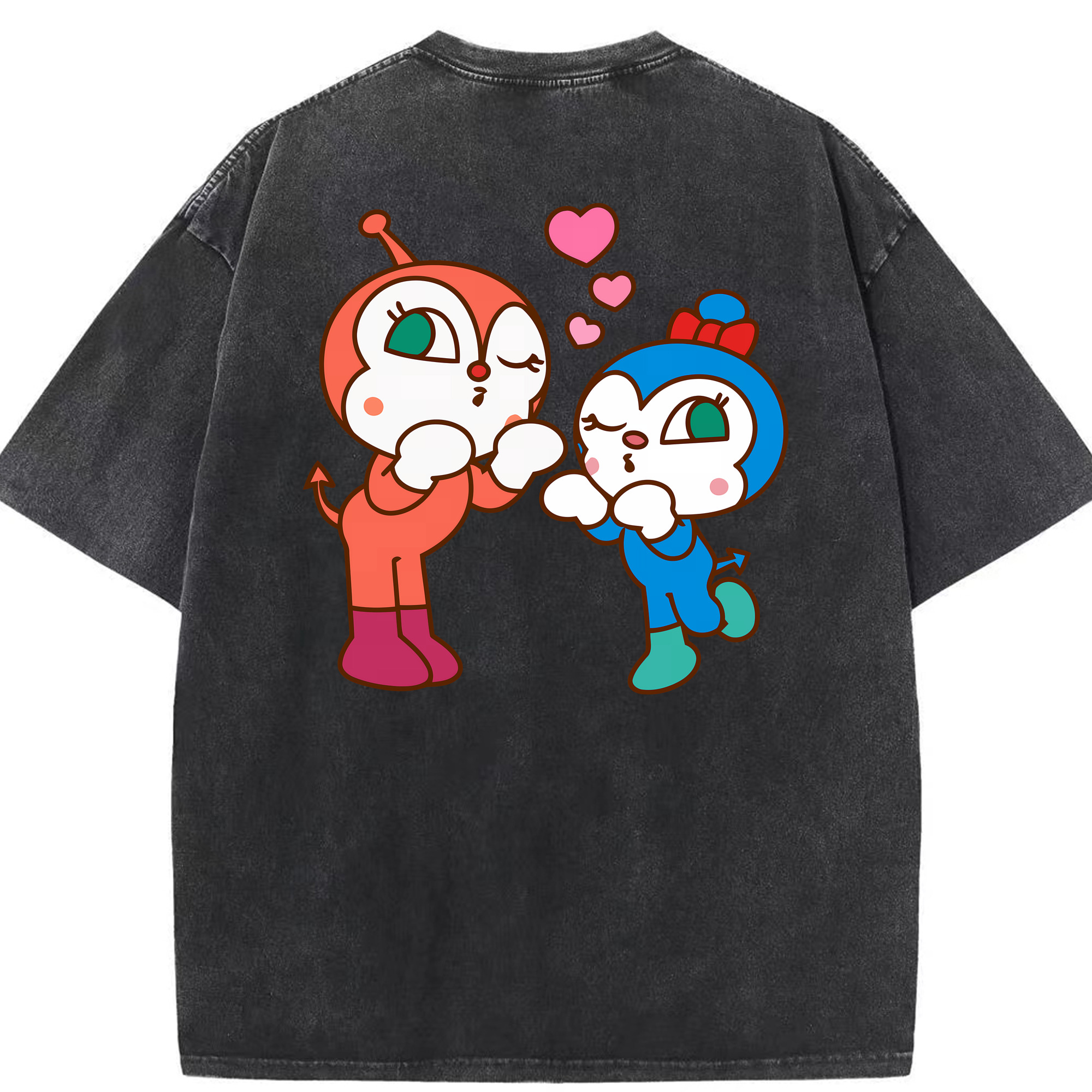 （画像用） アンパンマン Anpanman 綿100% ヴィンテージ風 半袖Tシャツ（背面プリント）