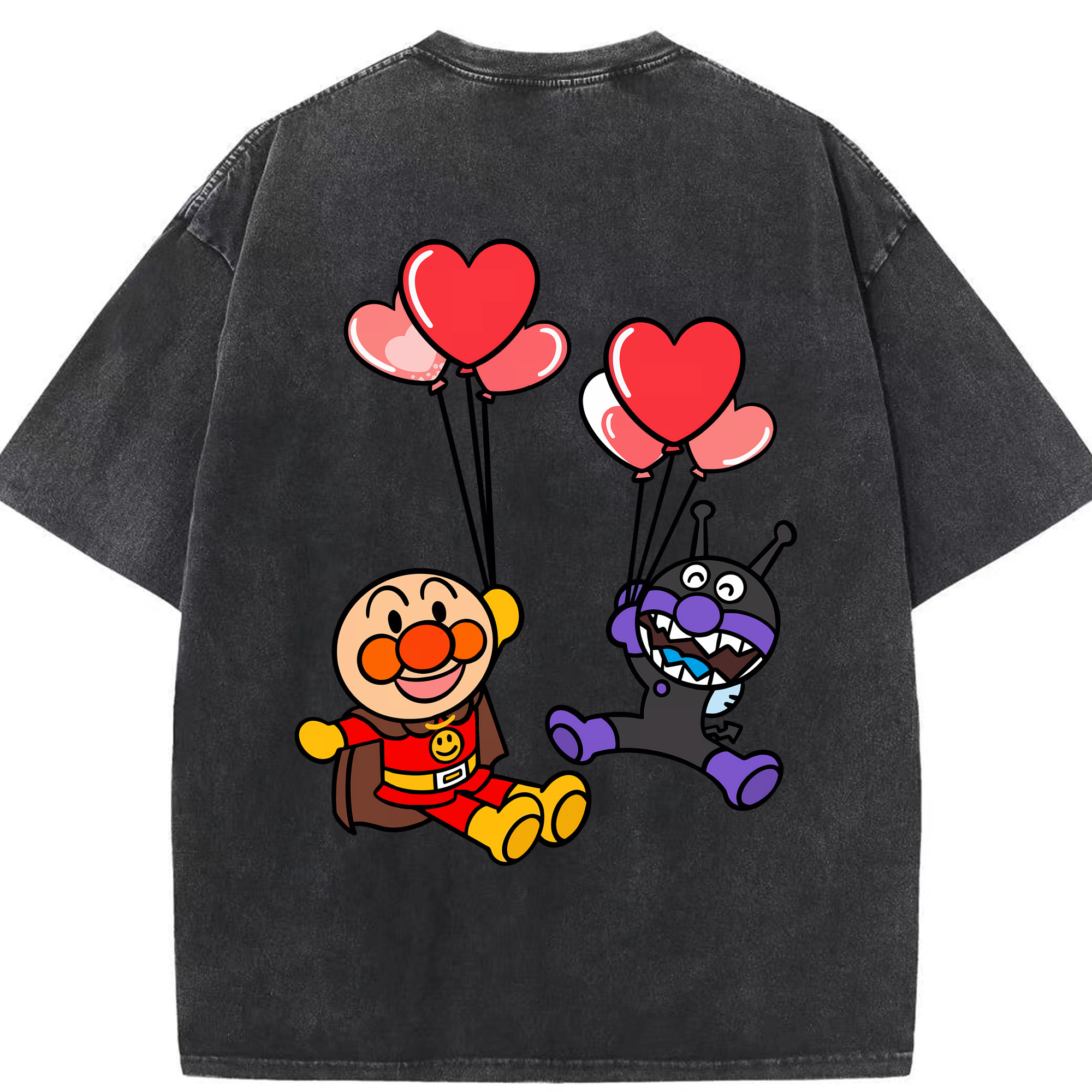 （画像用） アンパンマン Anpanman 綿100% ヴィンテージ風 半袖Tシャツ（背面プリント）