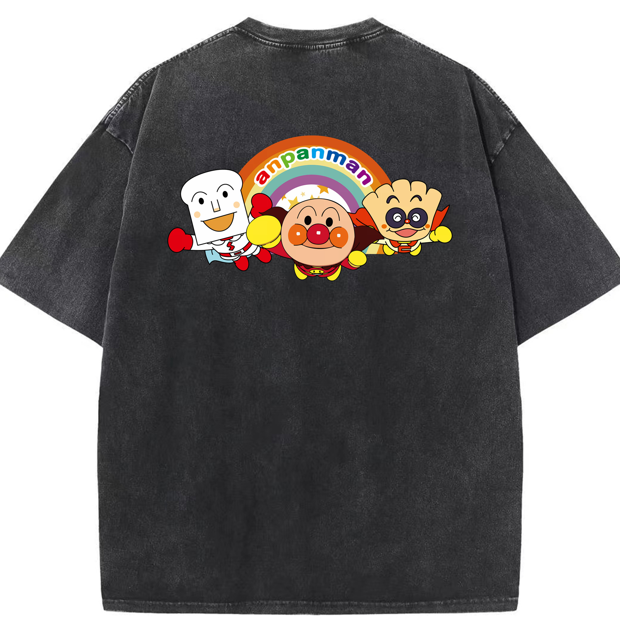 （画像用） アンパンマン Anpanman 綿100% ヴィンテージ風 半袖Tシャツ（背面プリント）