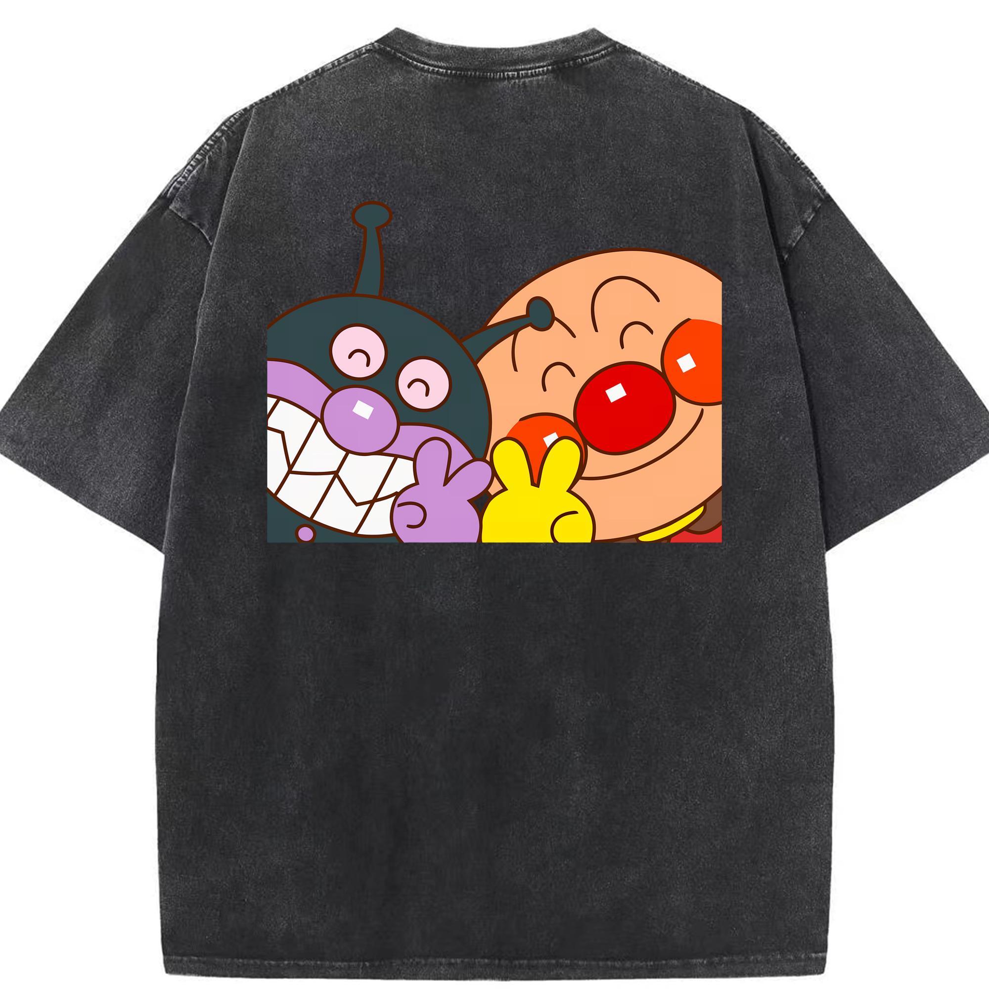 （画像用） アンパンマン Anpanman 綿100% ヴィンテージ風 半袖Tシャツ（背面プリント）