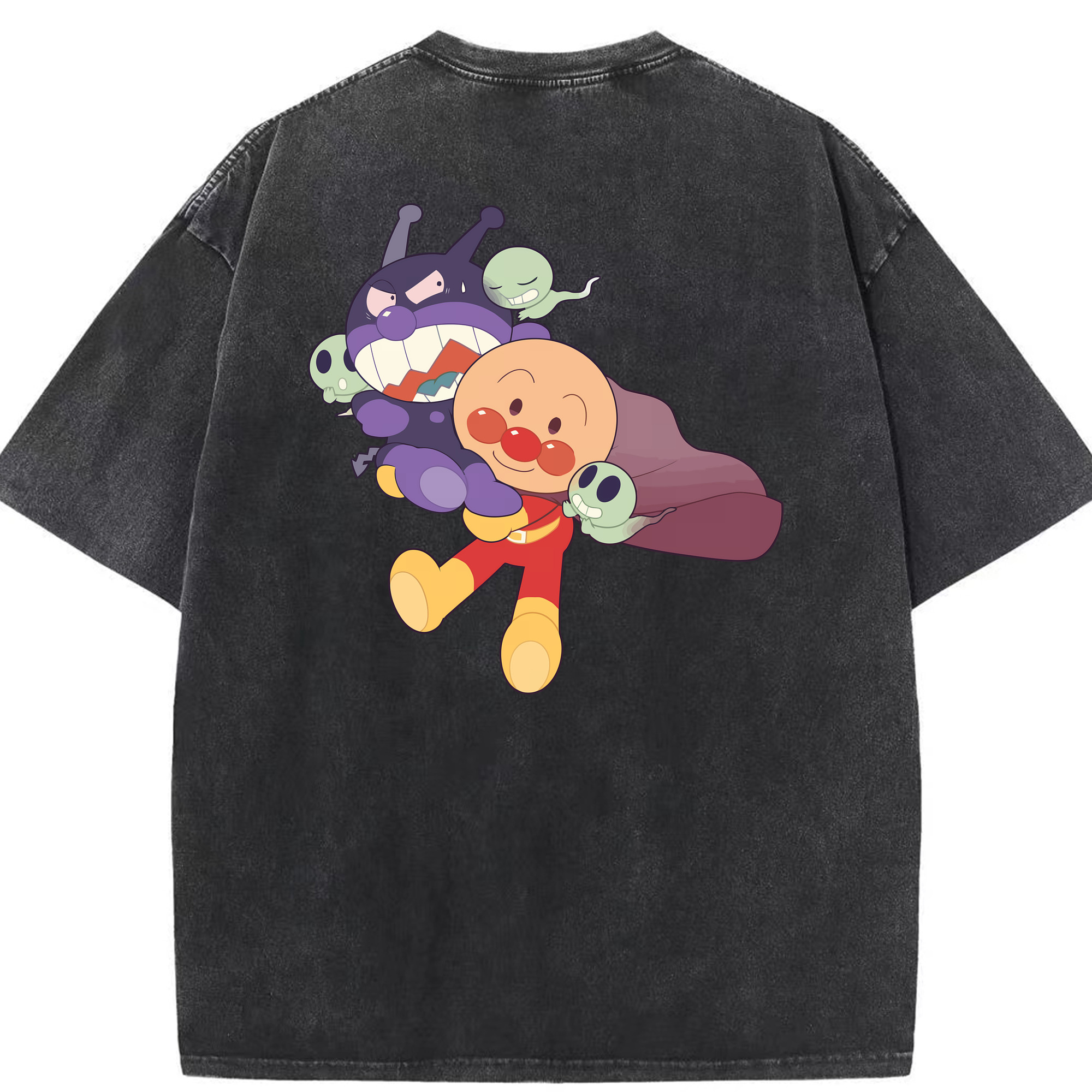 （画像用） アンパンマン Anpanman 綿100% ヴィンテージ風 半袖Tシャツ（背面プリント）