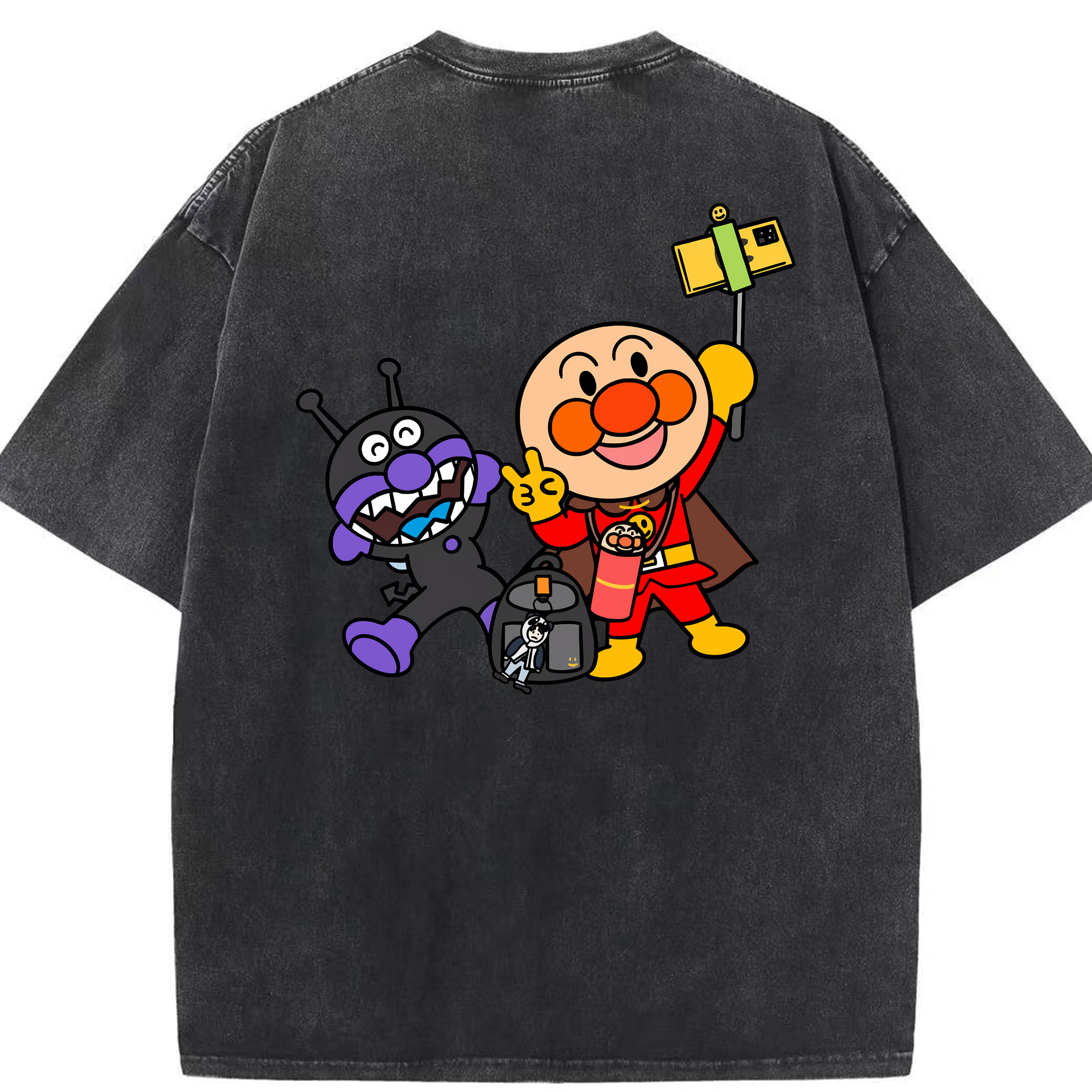 （画像用） アンパンマン Anpanman 綿100% ヴィンテージ風 半袖Tシャツ（背面プリント）