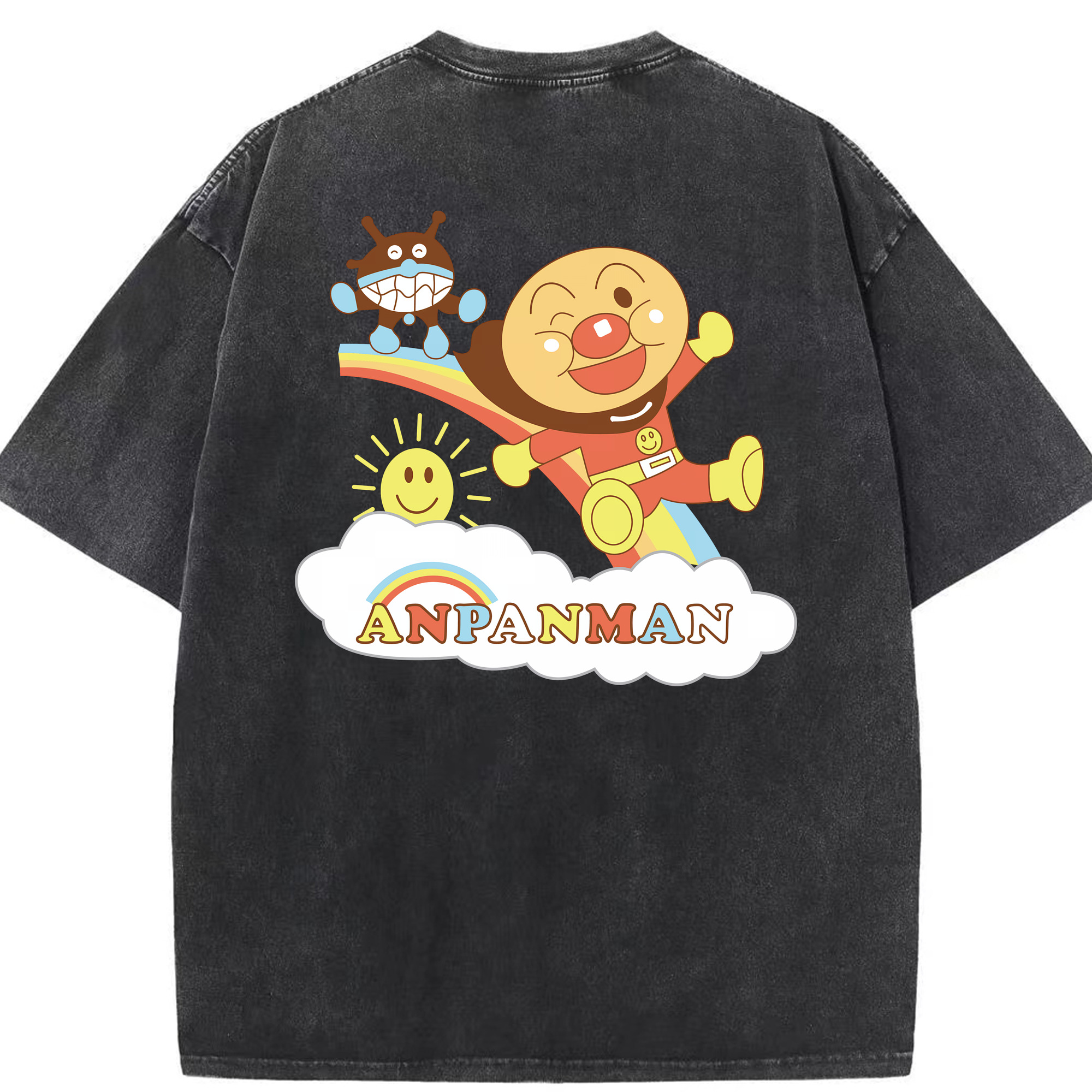 （画像用） アンパンマン Anpanman 綿100% ヴィンテージ風 半袖Tシャツ（背面プリント）