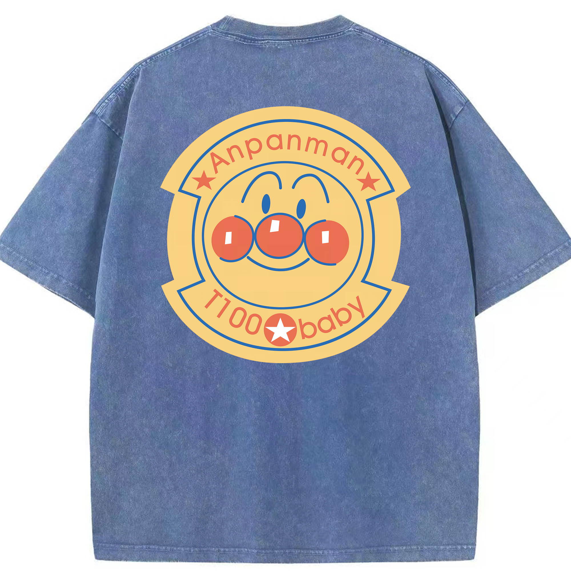 （画像用） アンパンマン Anpanman 綿100% ヴィンテージ風 半袖Tシャツ（背面プリント）