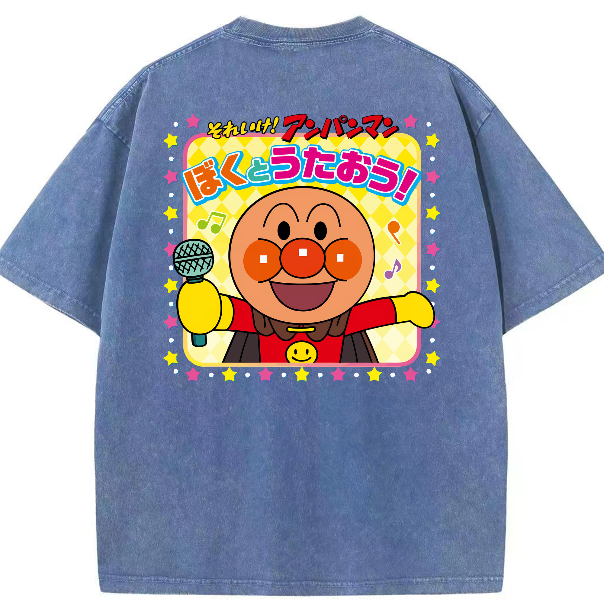 （画像用） アンパンマン Anpanman 綿100% ヴィンテージ風 半袖Tシャツ（背面プリント）