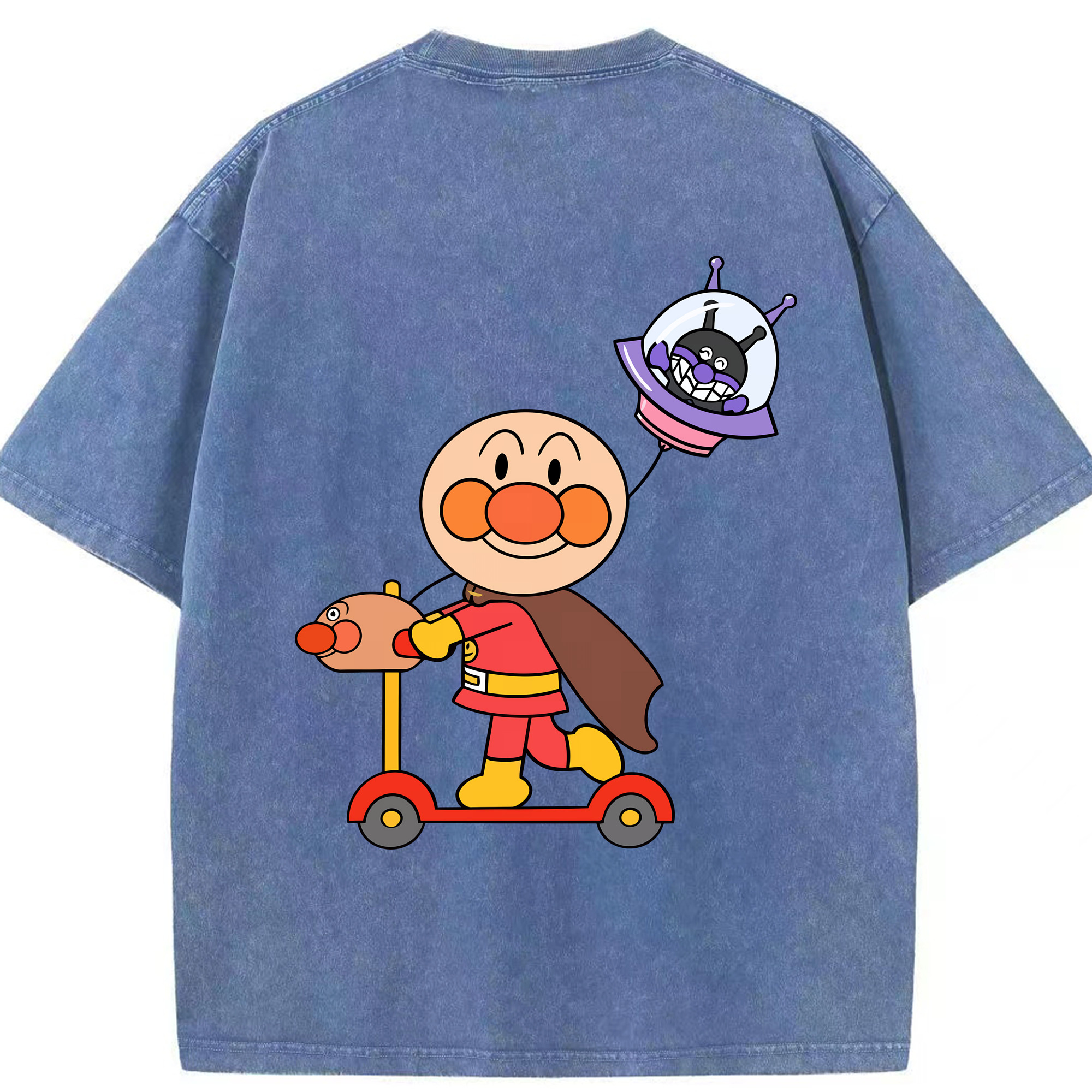 （画像用） アンパンマン Anpanman 綿100% ヴィンテージ風 半袖Tシャツ（背面プリント）