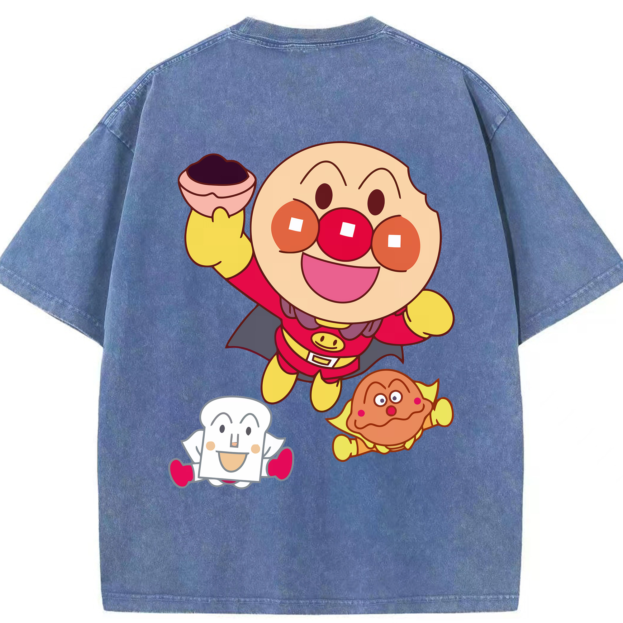 （画像用） アンパンマン Anpanman 綿100% ヴィンテージ風 半袖Tシャツ（背面プリント）